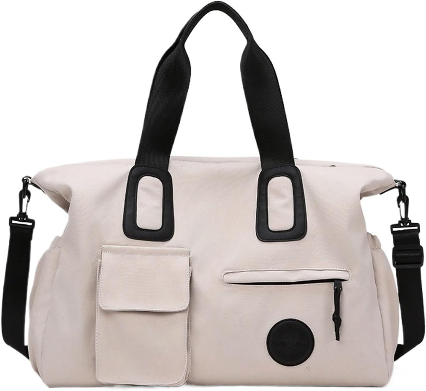 Travel Duffel Bag Carry On Handbag Luggage Women Fitness Sports Training Yoga Shoulder Business Trip Rucksack (Beige)