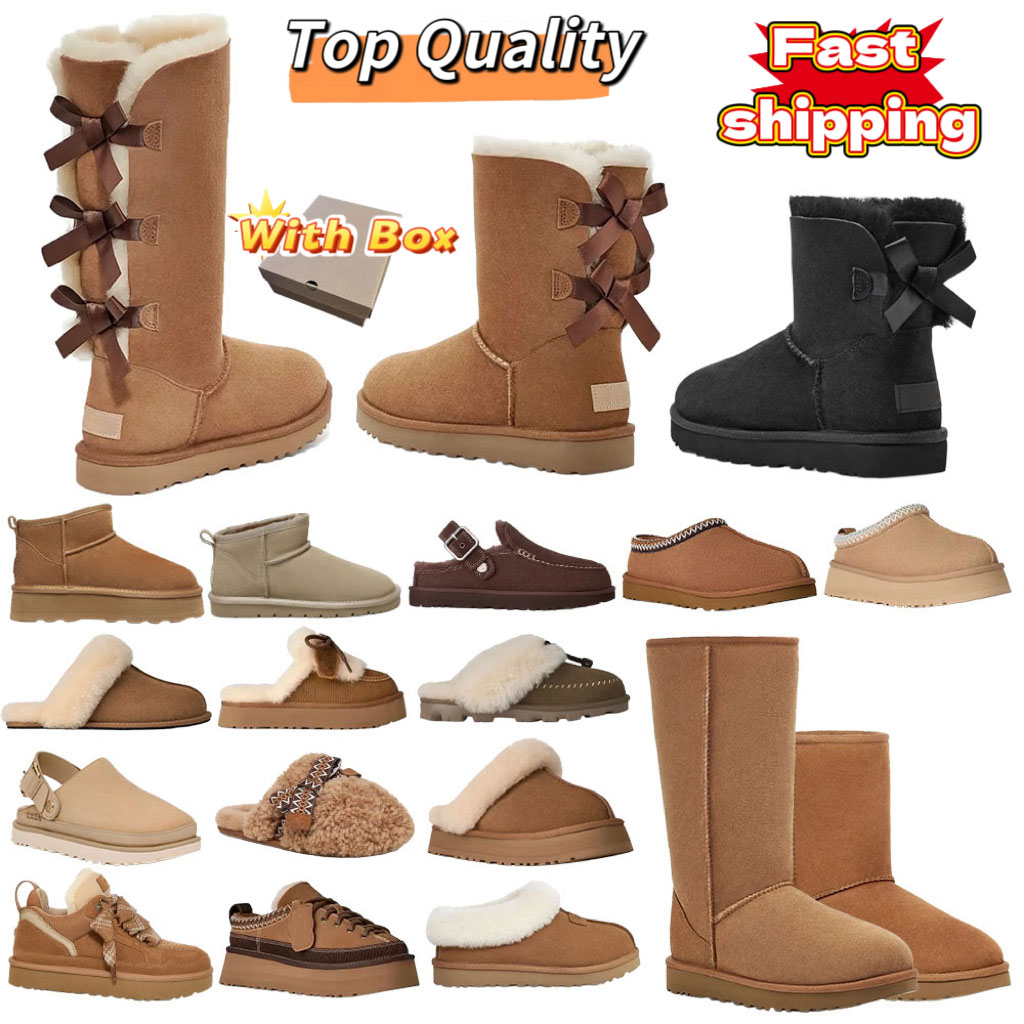 Designer Classic Bailey Ultra Mini Boots Tazz Tasman Keep warm Autumn/Winter Slippers Baotou Slippers Winter Women Men Non slip Tape Plush Soft Size