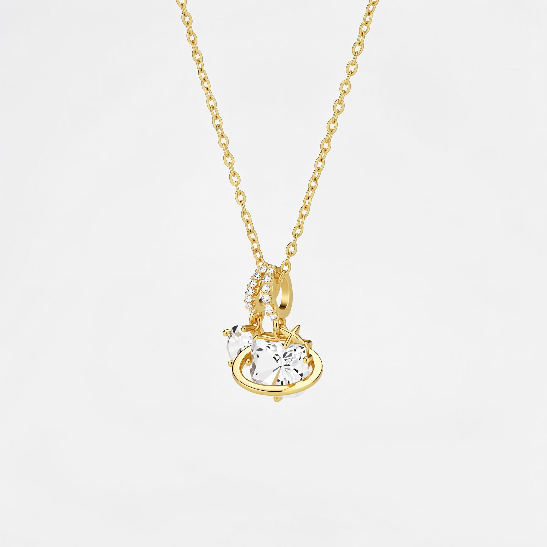 Shining Pearl Exquisite Dreamy Planet Zircon Minimalist Necklace for Women, Unique Design Clavicle Chain Jewelry Wholesale
