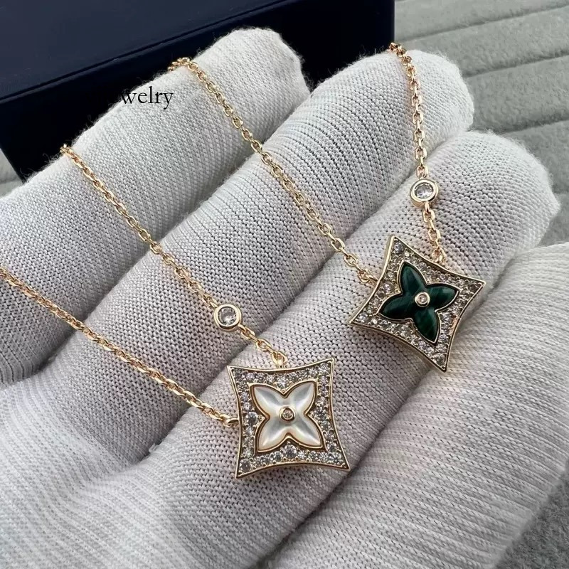 With BOX Women Pendant Pink Diamond Flower 18K Rose Gold Plated Luxury Necklaces High Quality Jewelry Choker Chains Jewelry