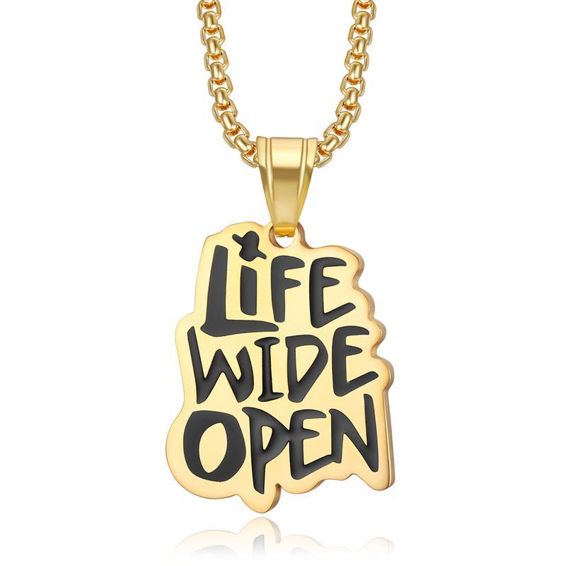 European and American new hip-hop stainless steel necklace with letter pendants, directly from the jewelry factory