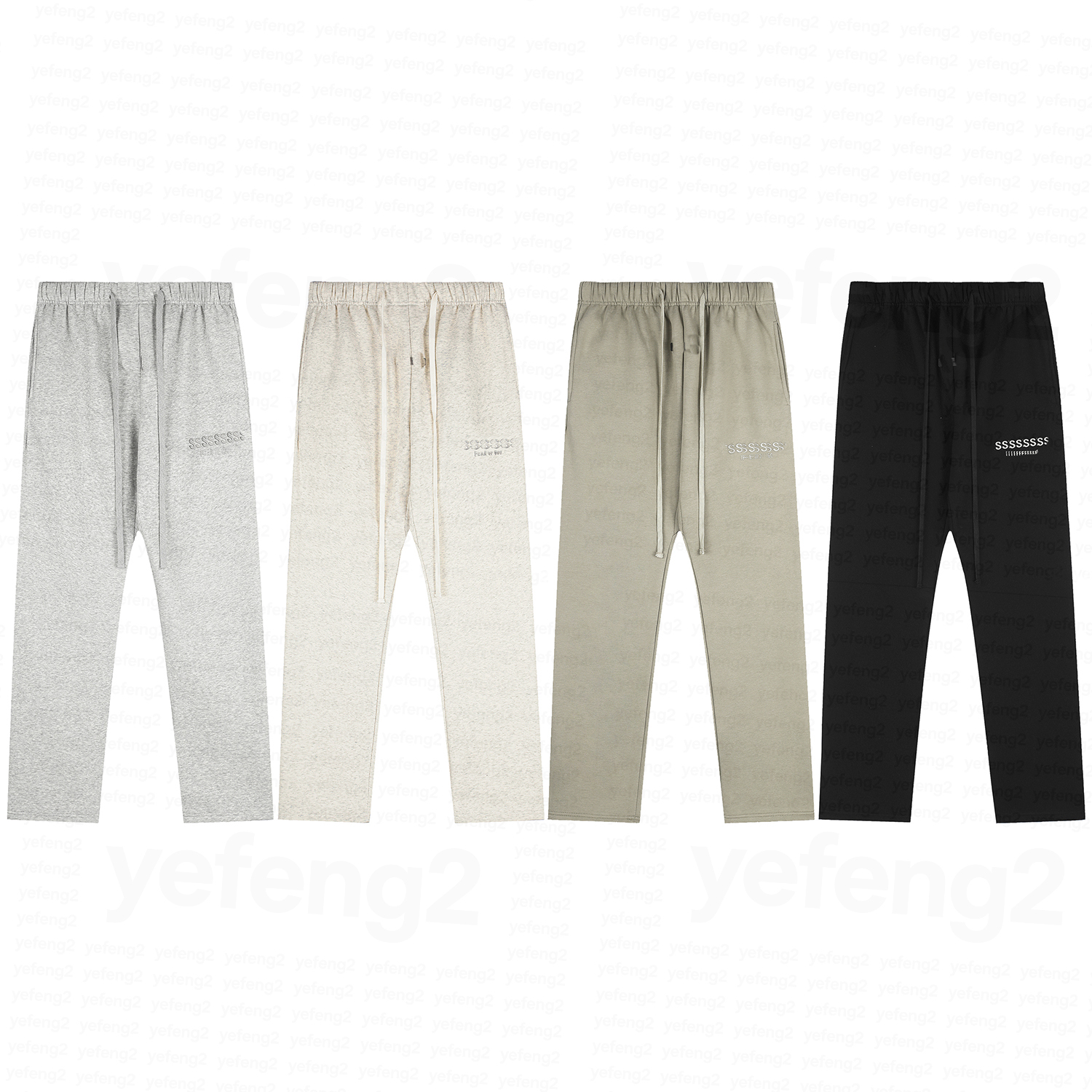 Pantalons de survêtement pour hommes pantalons baggy 8 saisons classique double piste haute rue argent lettre couple pantalons décontractés