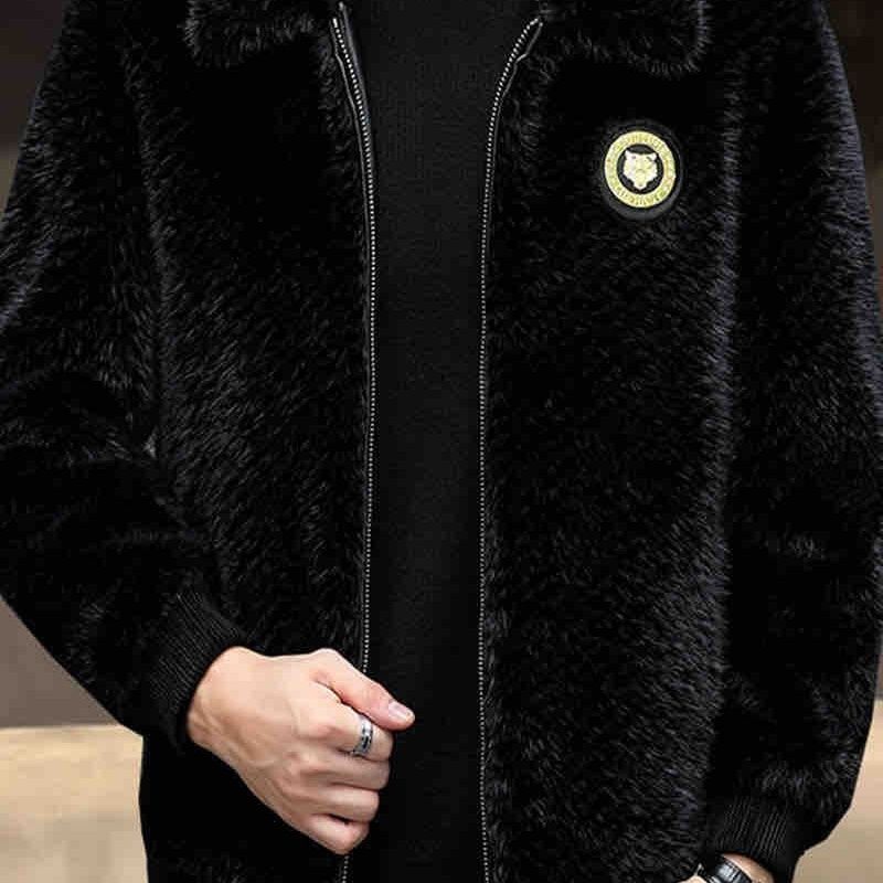 New DesignNew Winter Men S Korean Style Mink Coat Thickened Faux Fur Integrated Fur Leather Loose Fit Warm And High End Luxury