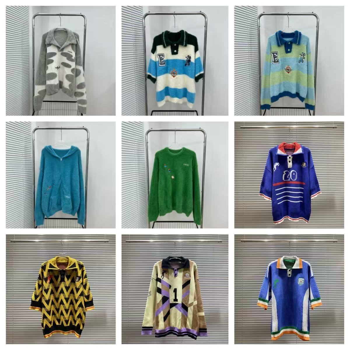 Designer's New Eye of Truth H0use Jacquard Embroidery Polo Collar Sweater Knitted Sweater Men's and Women's Loose Sweater