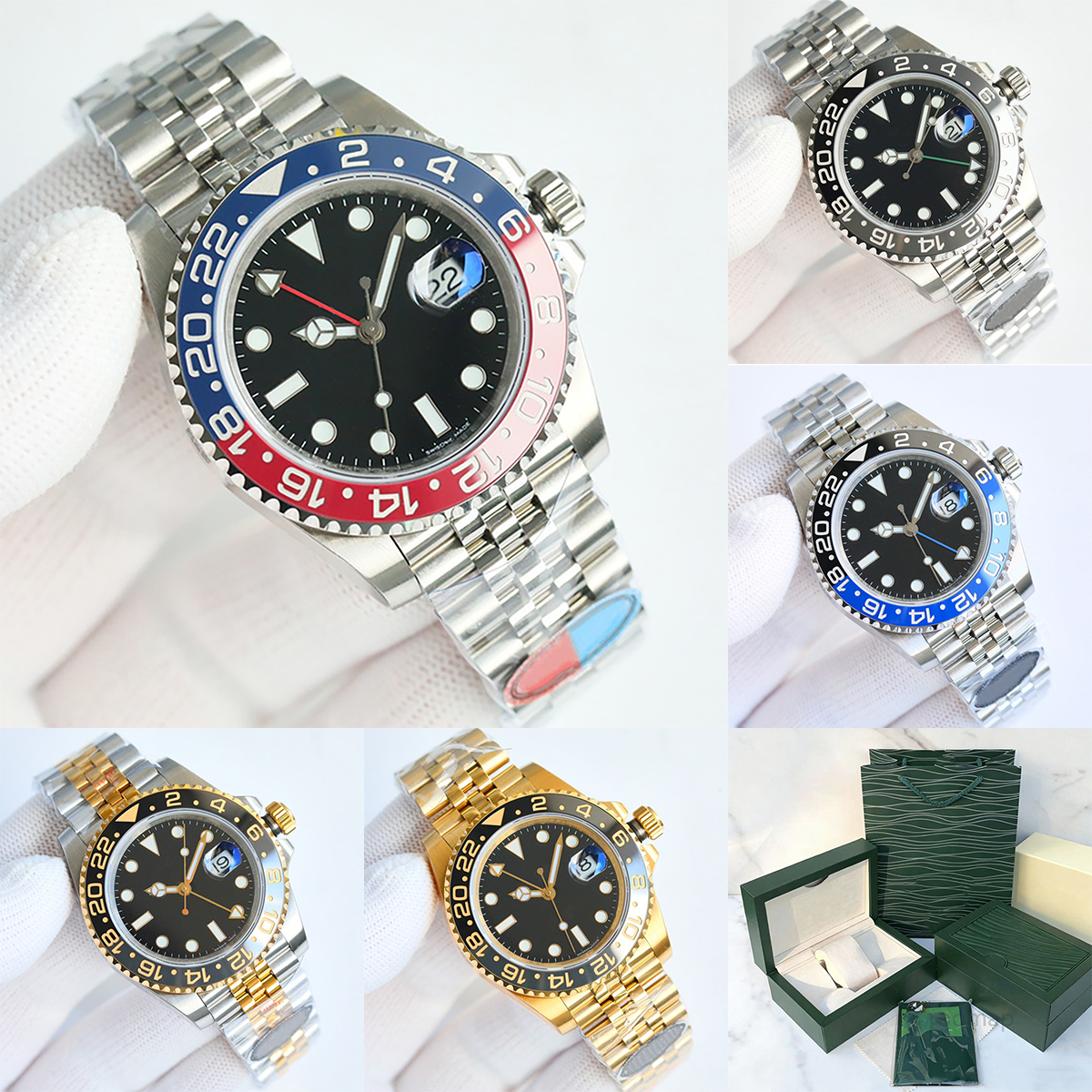 Mens Sport Automatic Mechanical Watch 40mm Sapphire Dial Water Resistant Luminous Hands Stainless Steel Strap Luxury Mechanical Timepiece Folding Cl
