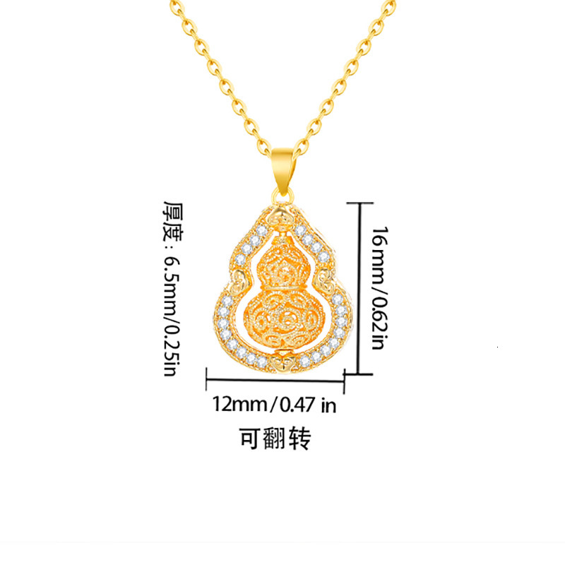 Personalized Creative Versatile Filigree Rotating Gourd Copper Alloy Necklace Light Luxury Style Long-lasting High-end Feel Gift for Girlfriend