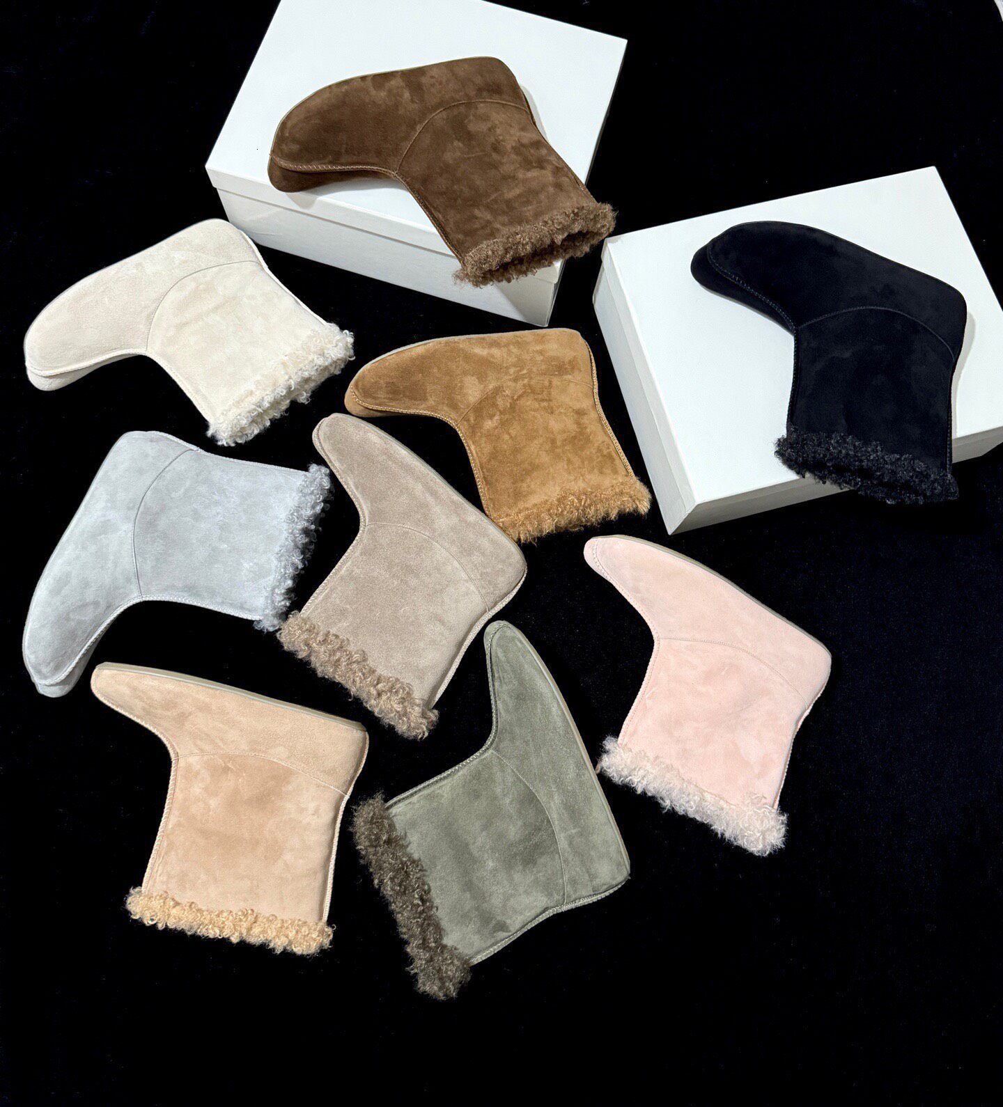 Booties Luxury Designer Womens Grey Suede Fur Zipper Winter Snow Outdoor Casual Footwear Quality Comfort Modern Stylish Trendy Red Pink Silver Fashi