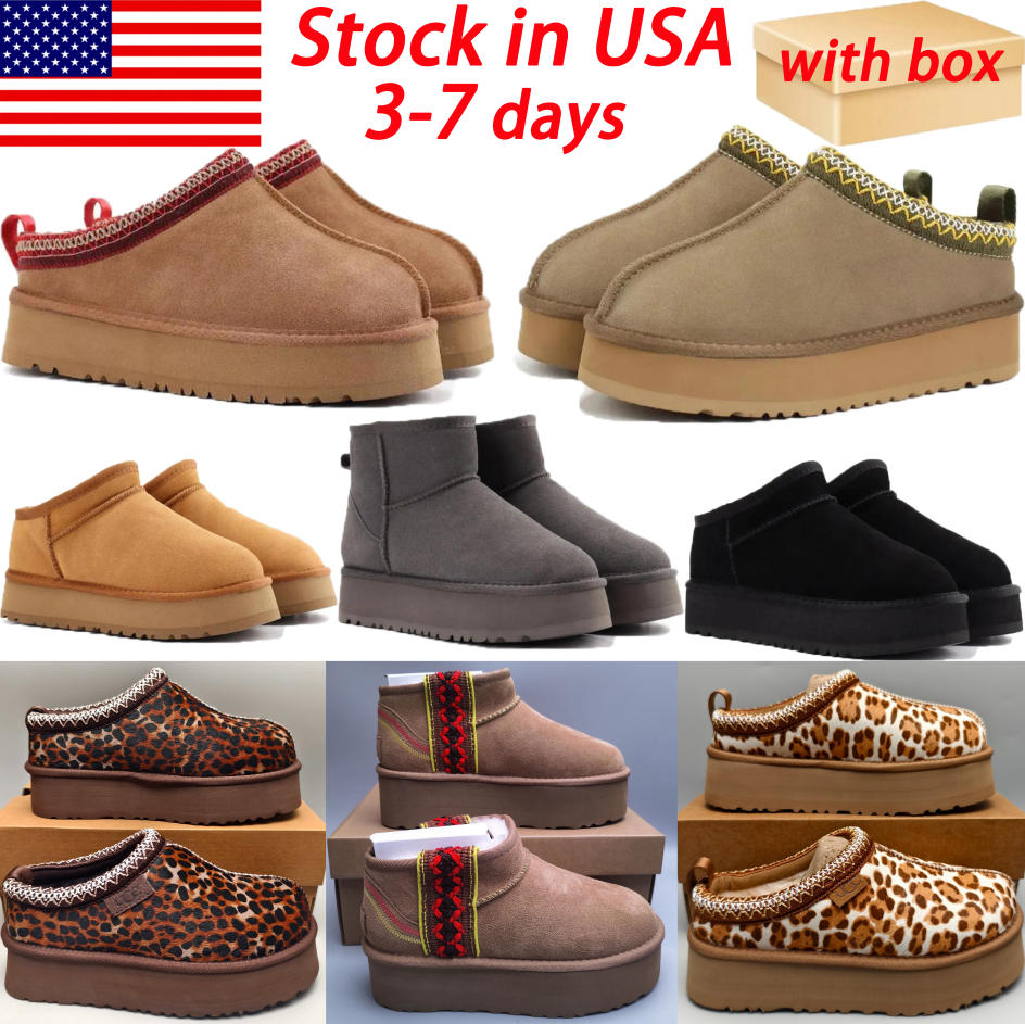 10A Tasman Slippers sandals designer slippers Tazz mustard seed Chestnut Sand Fur Slides Sheepskin Platform Boot Winter Women Men Slip-on Shoes S