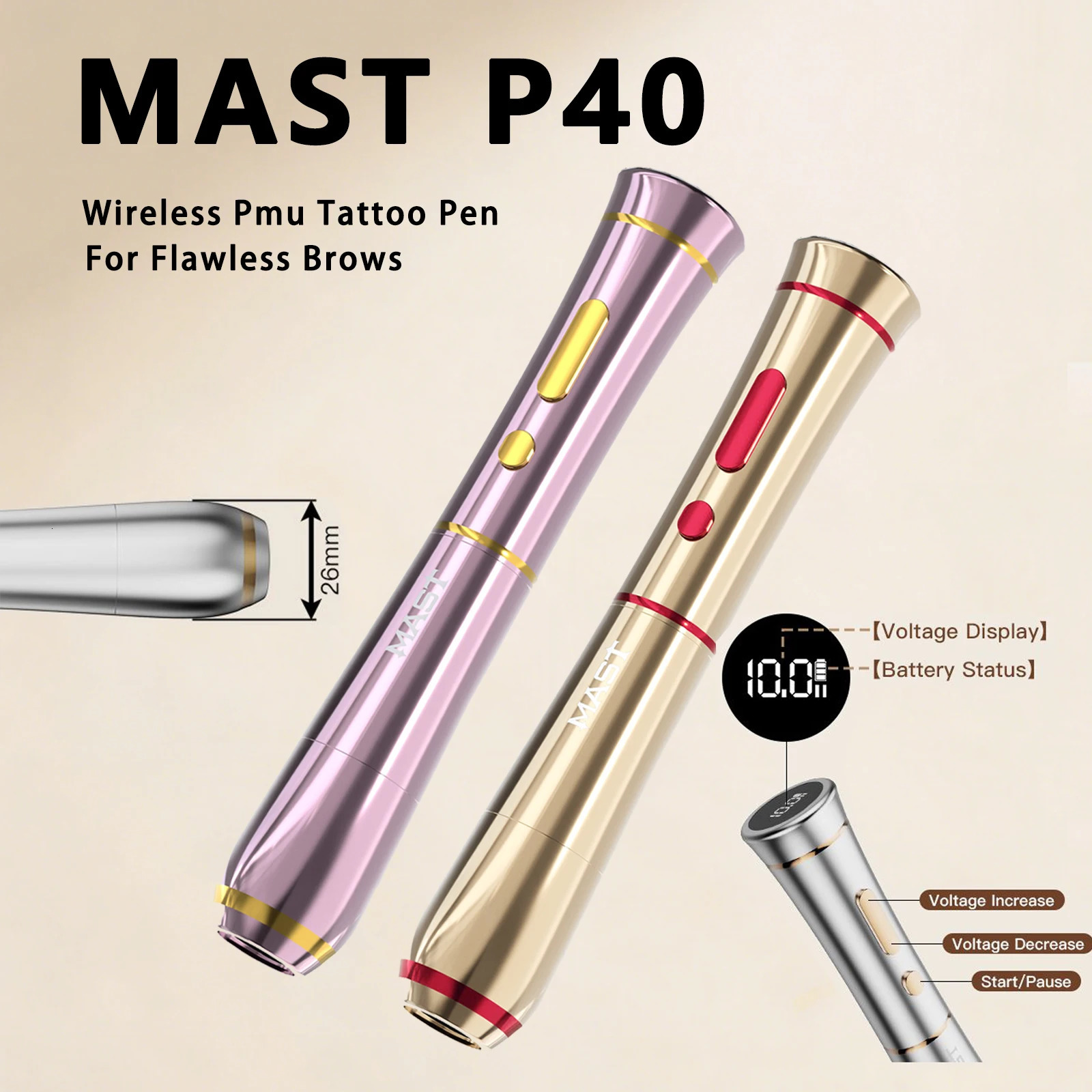 Mast P40 Permanent Makeup Tattoo Machine Kit Rotary Pen for EyebrowsLipsEyeliner 20Pcs Cartridge Needles Artists 261010