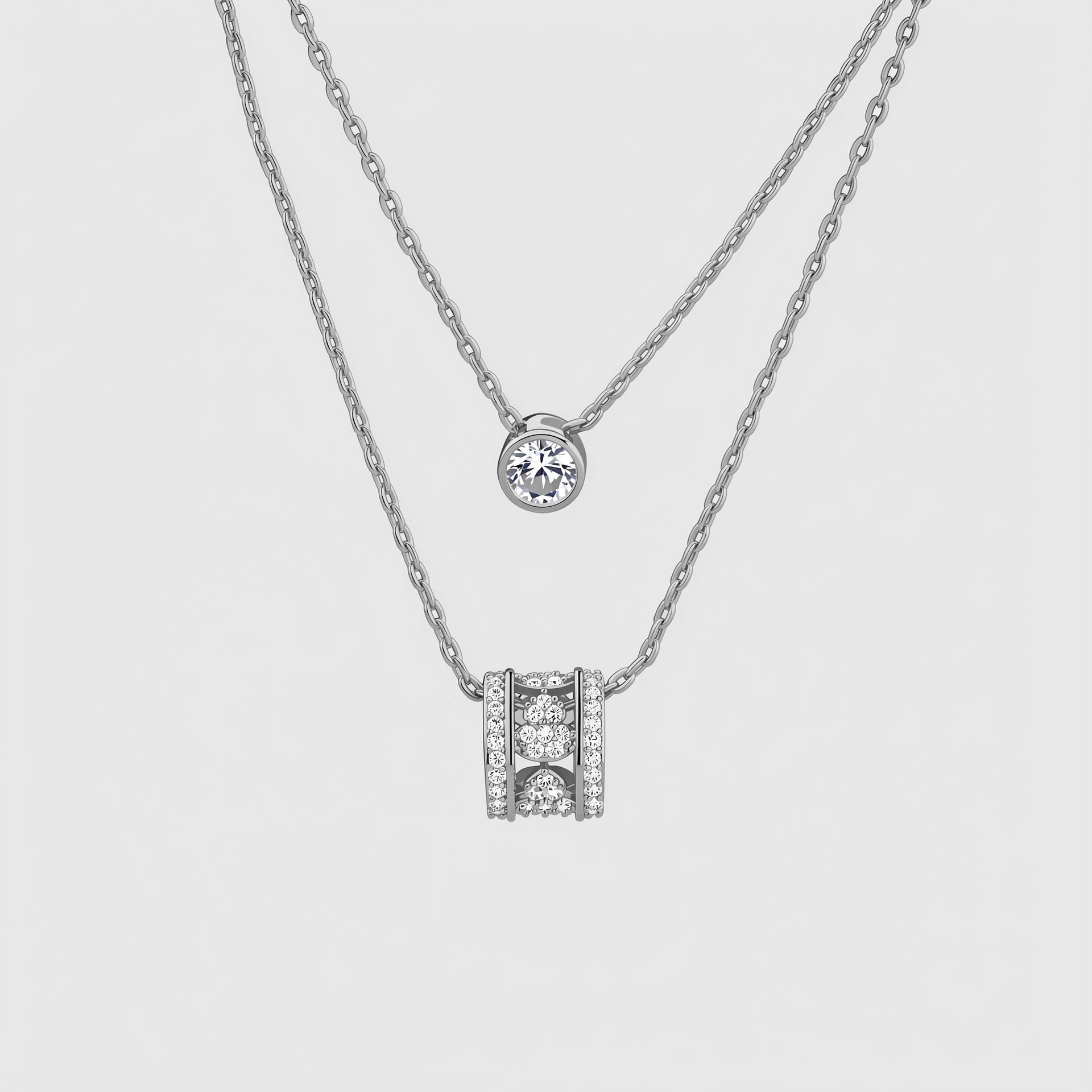Exquisite Small Waist Necklace for Women, Light Luxury Bubble Single Zircon Double Layer, High-End Versatile Collarbone Chain Accessories Wholesale