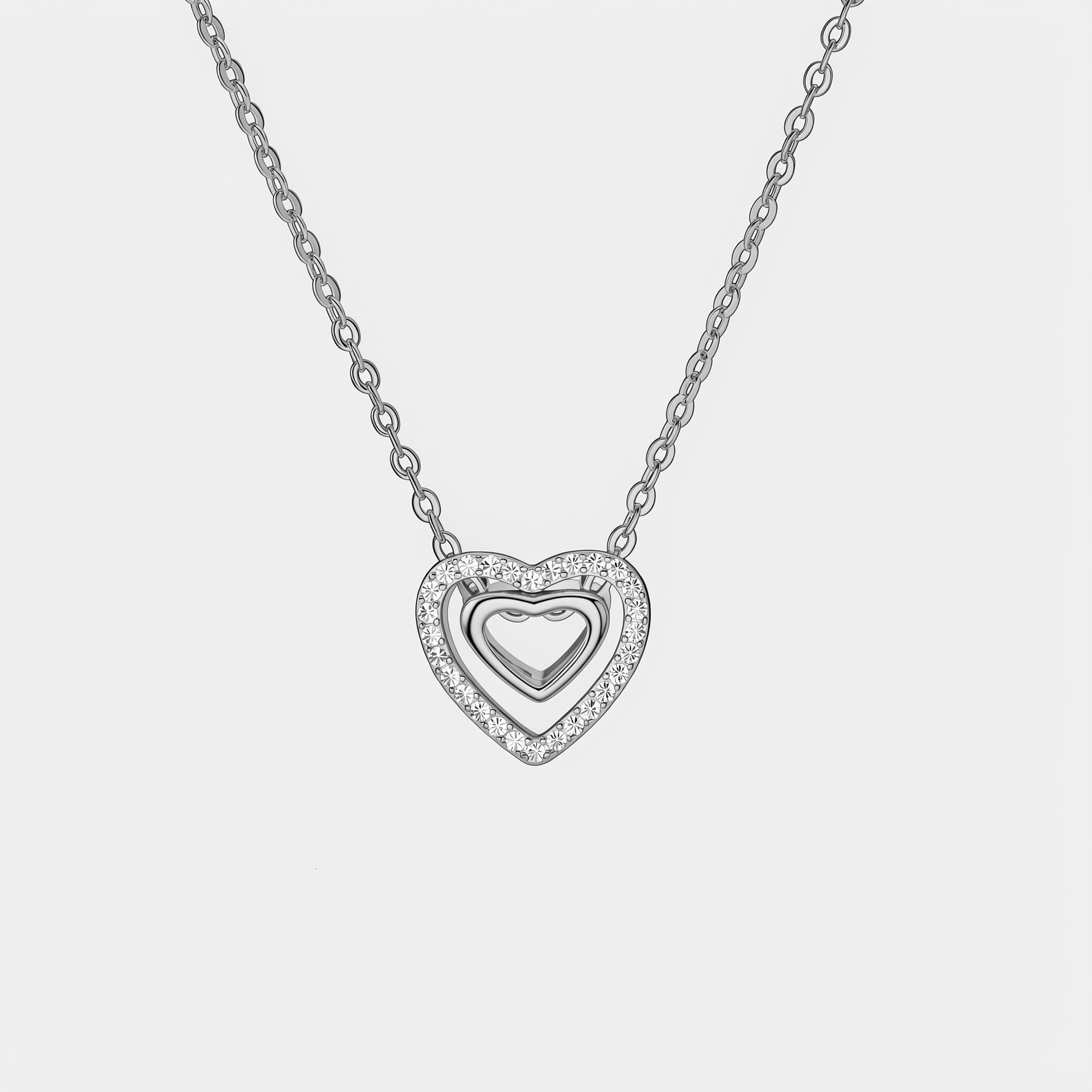 Light luxury heart-shaped pendant necklace for women, made of copper alloy, versatile and fashionable minimalist design in the trendy "ins"