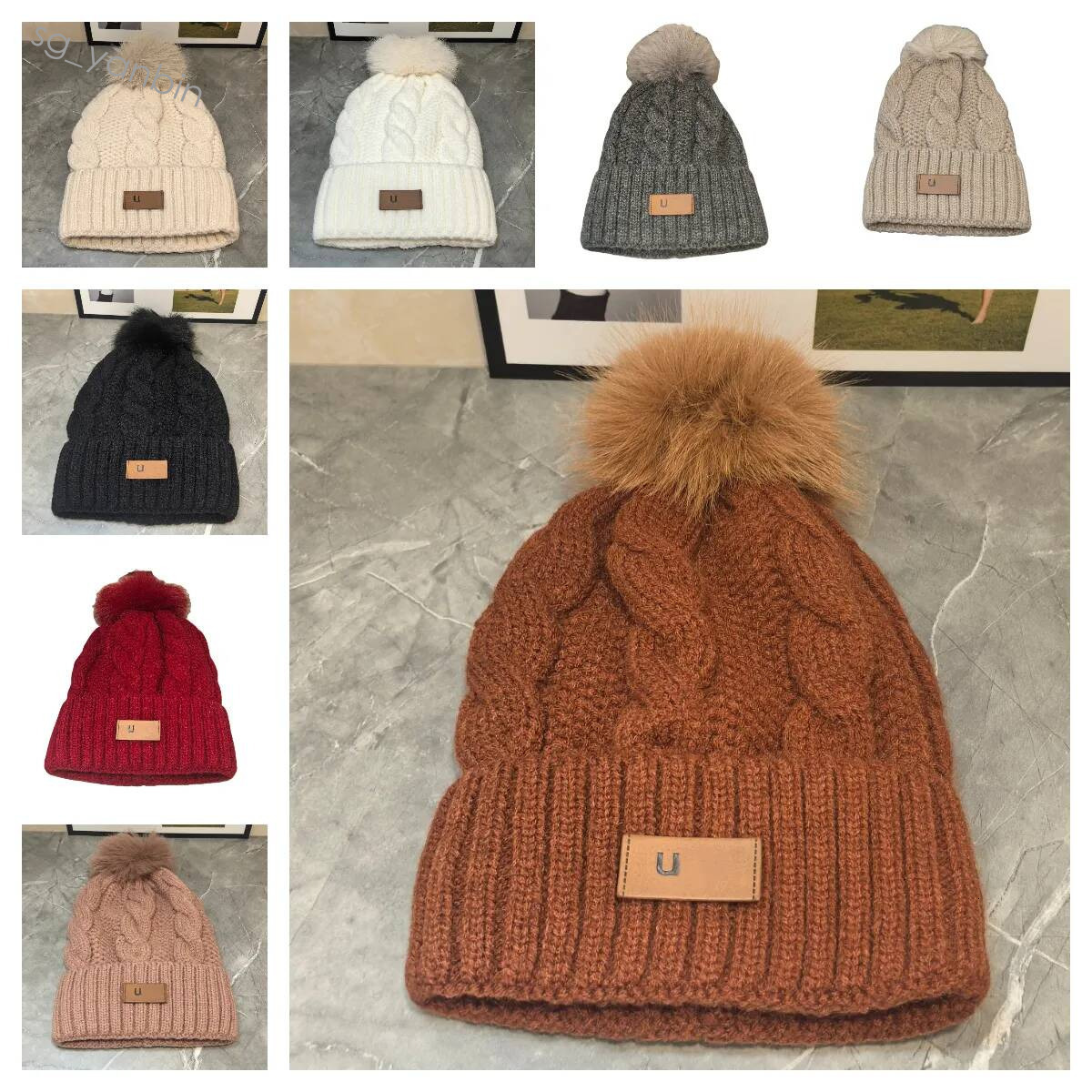 Beanie/Skull Caps ball brown bonnet beanies hats designer hat luxury winter skull cap bobble polo beanie Hot
