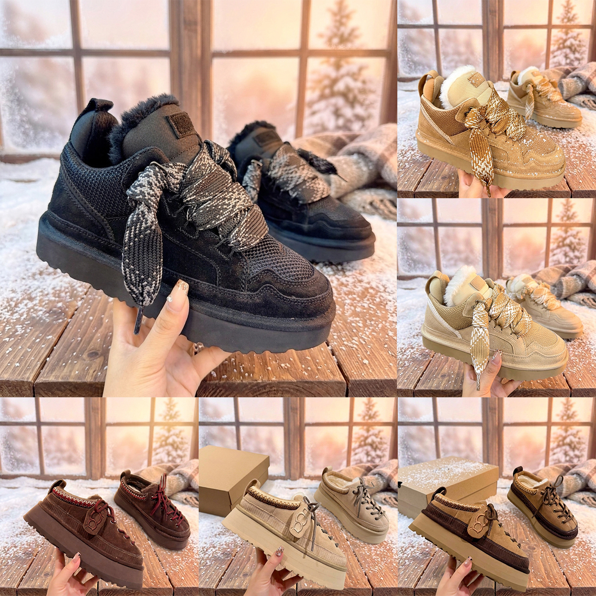 Designer Heritage Pantoufles à lacets Chaussures décontractées Bottes Tasman Tazz Pantoufles Femmes Baskets Sable Laine Peau de mouton Hiver Nouv