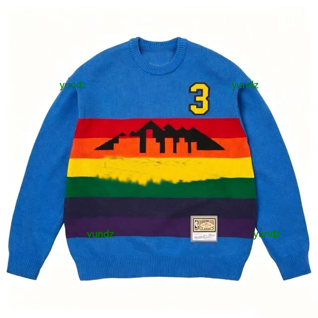 SS26 High quality X MN spider web Basketball nuggets Sweater Embroidered knitwear Tops Autumn Winter Coat Embroidered crewneck Color Blocked Long Sl