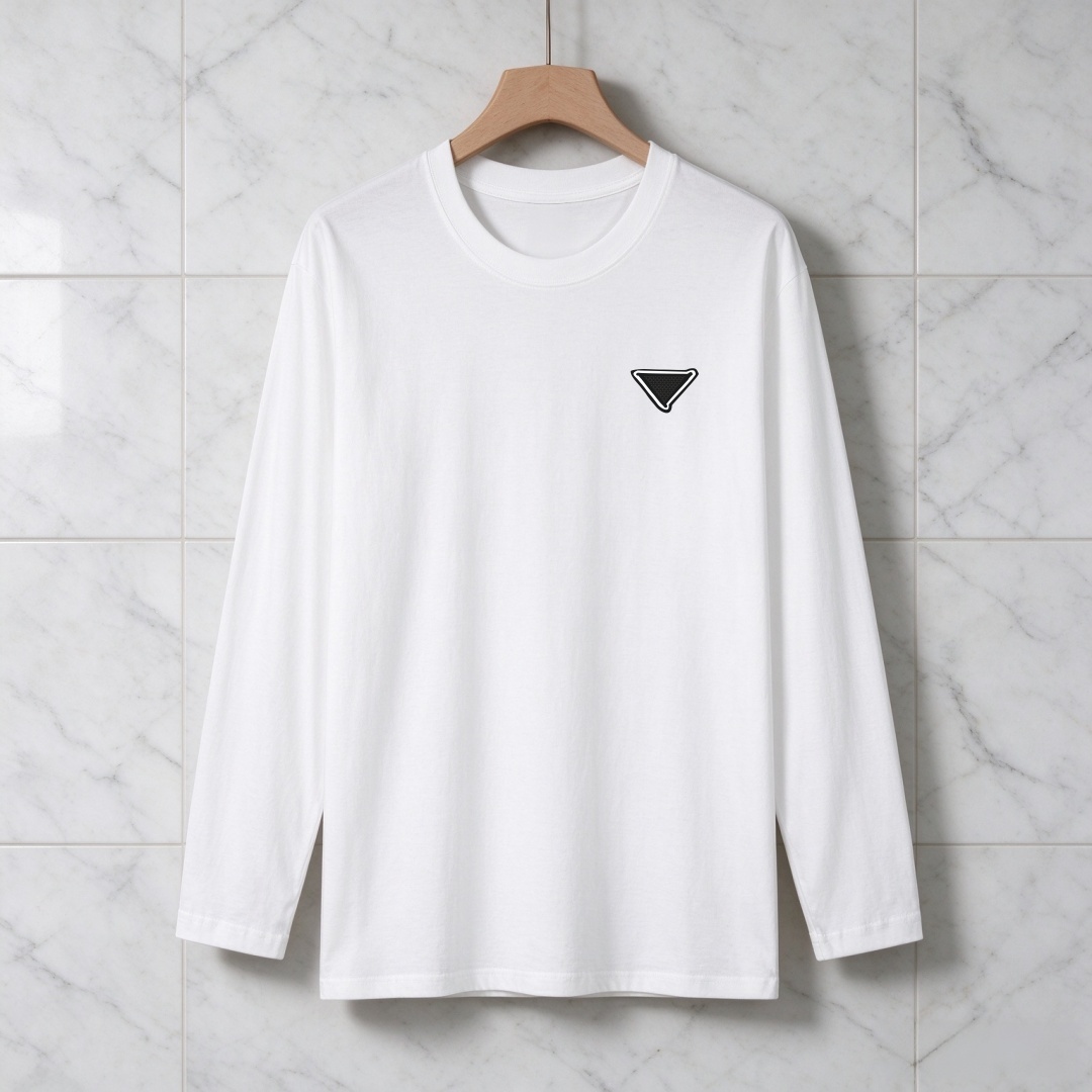 Men's Luxury T-Shirts Long Sleeve Cotton TShirts Spring Autumn Round Neck Long-Sleeved Sweatshirt Streetwear Causal Basic Tee Mens Clothing