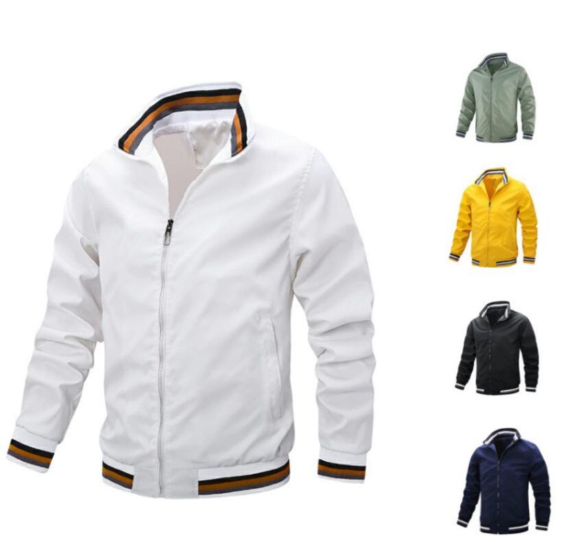 outdoor hooded stripes men's windbreaker jackets zip up men designer printed jacket spring mens coats