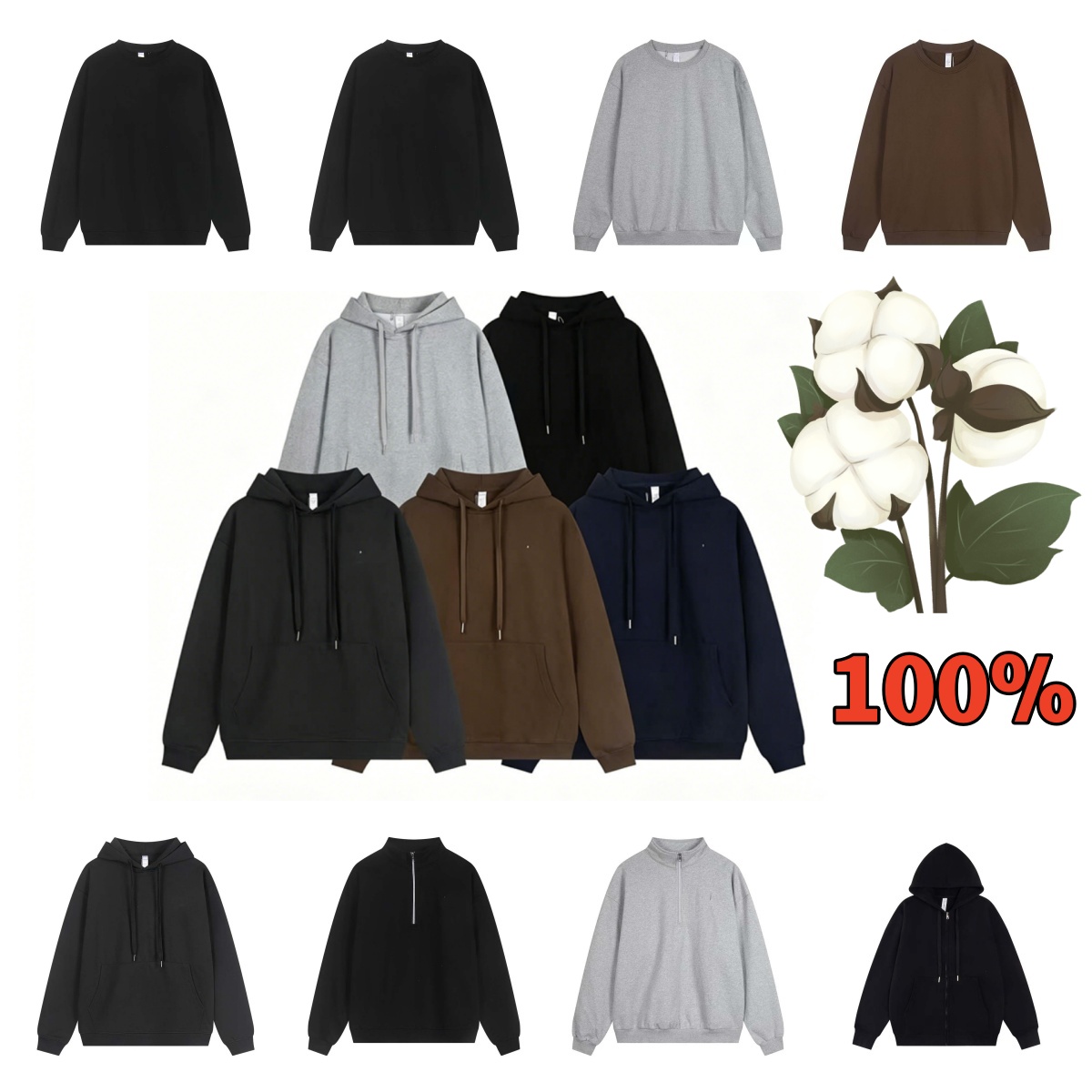 Premium 100 cotton hoodies for men quarter zip jacket mens hooded sports casual womens sports pants set men's hooded sweatshirt set wholesale t