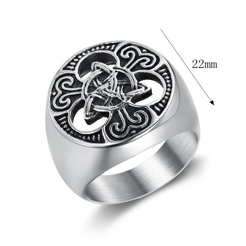 New Product Hollow Stainless Steel Casting European and American Irish Celtic Pattern Concentric Knot Men's Ring