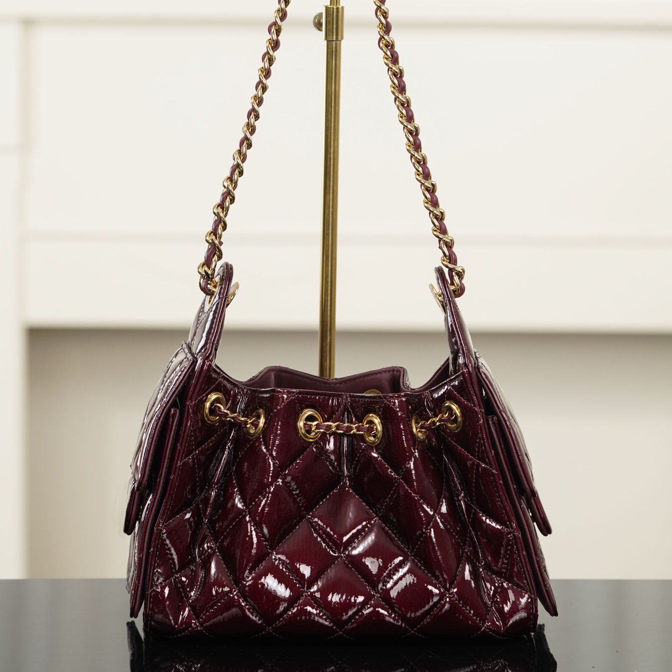 Designer Bag 25Bag mini series quilted patent leather drawstring bucket bag shoulder handbag luxury chain purse for dating party travel