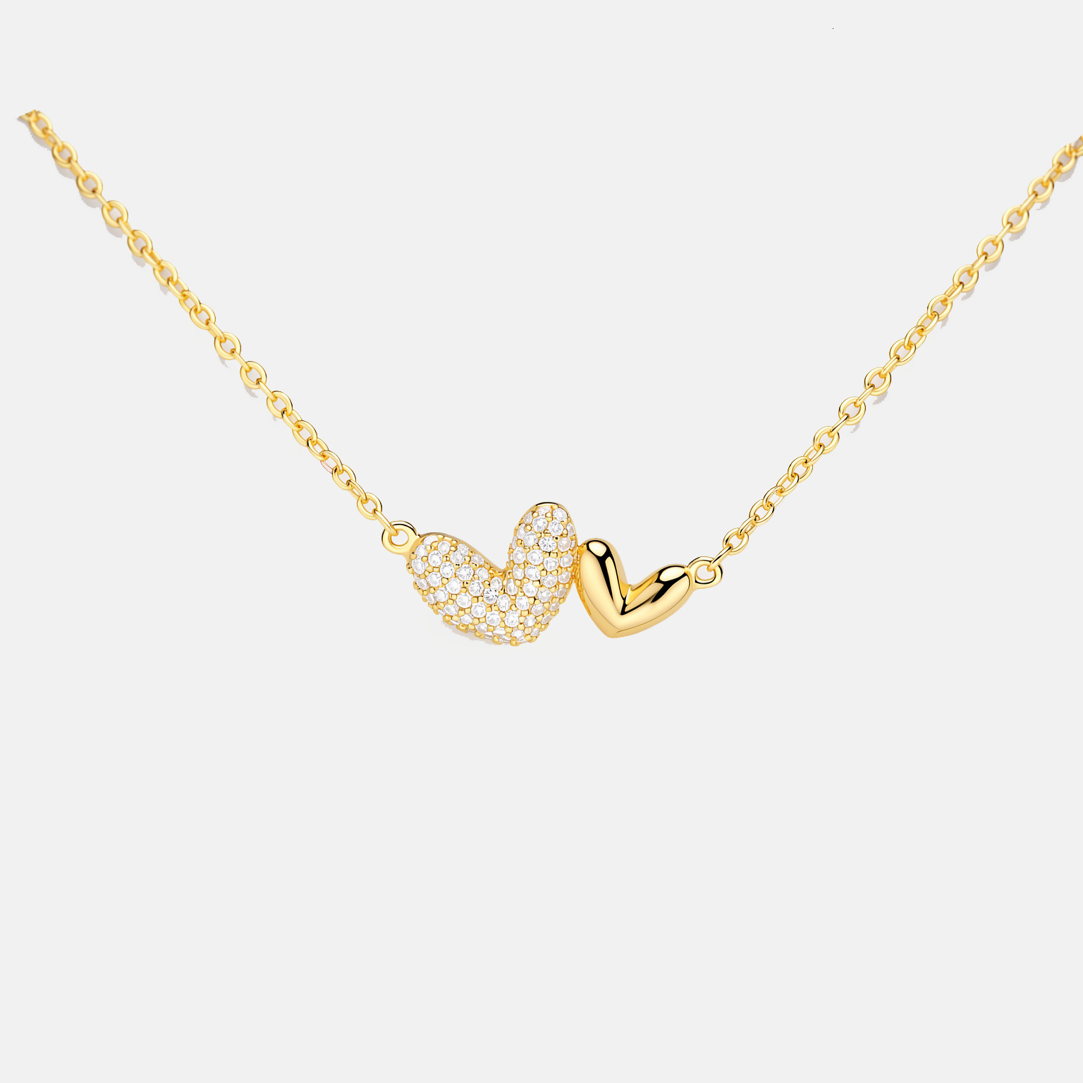 Korean Style Simple Versatile Necklace Elegant Double Heart Pendant Clavicle Chain Romantic Qixi Valentine's Day Gift