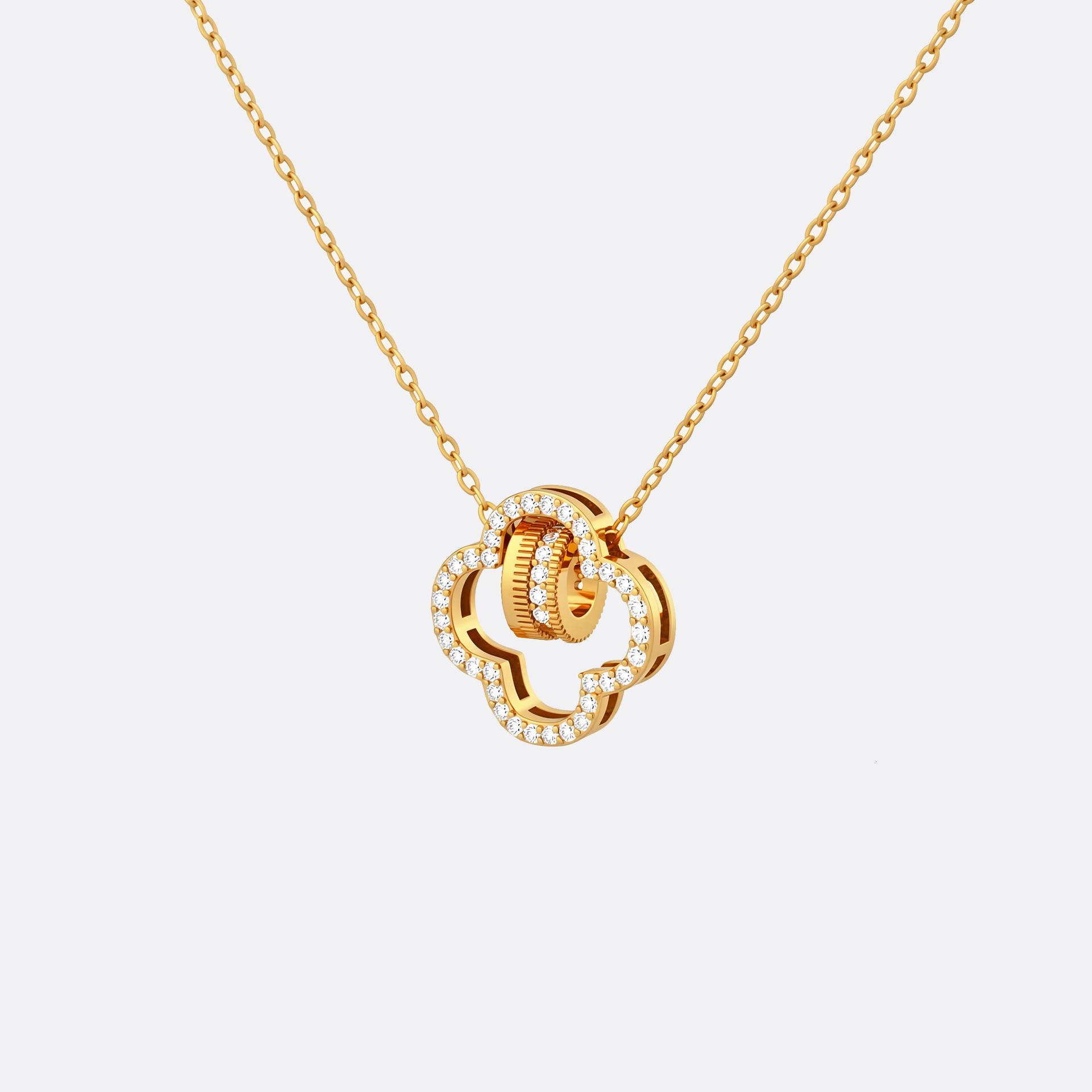 New lightweight luxury four-leaf clover cubic zirconia necklace, stylish and versatile clavicle chain with high-end feel, perfect as a birthday gift