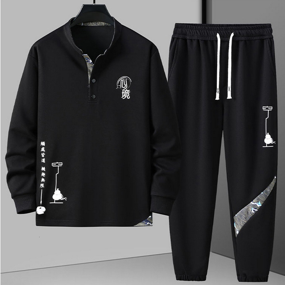 Autumn Tracksuits Plus 12XL Fashion Casual Chinese Traditional Style Sweatshirt Pants Suits Male Big Size Men's Sets