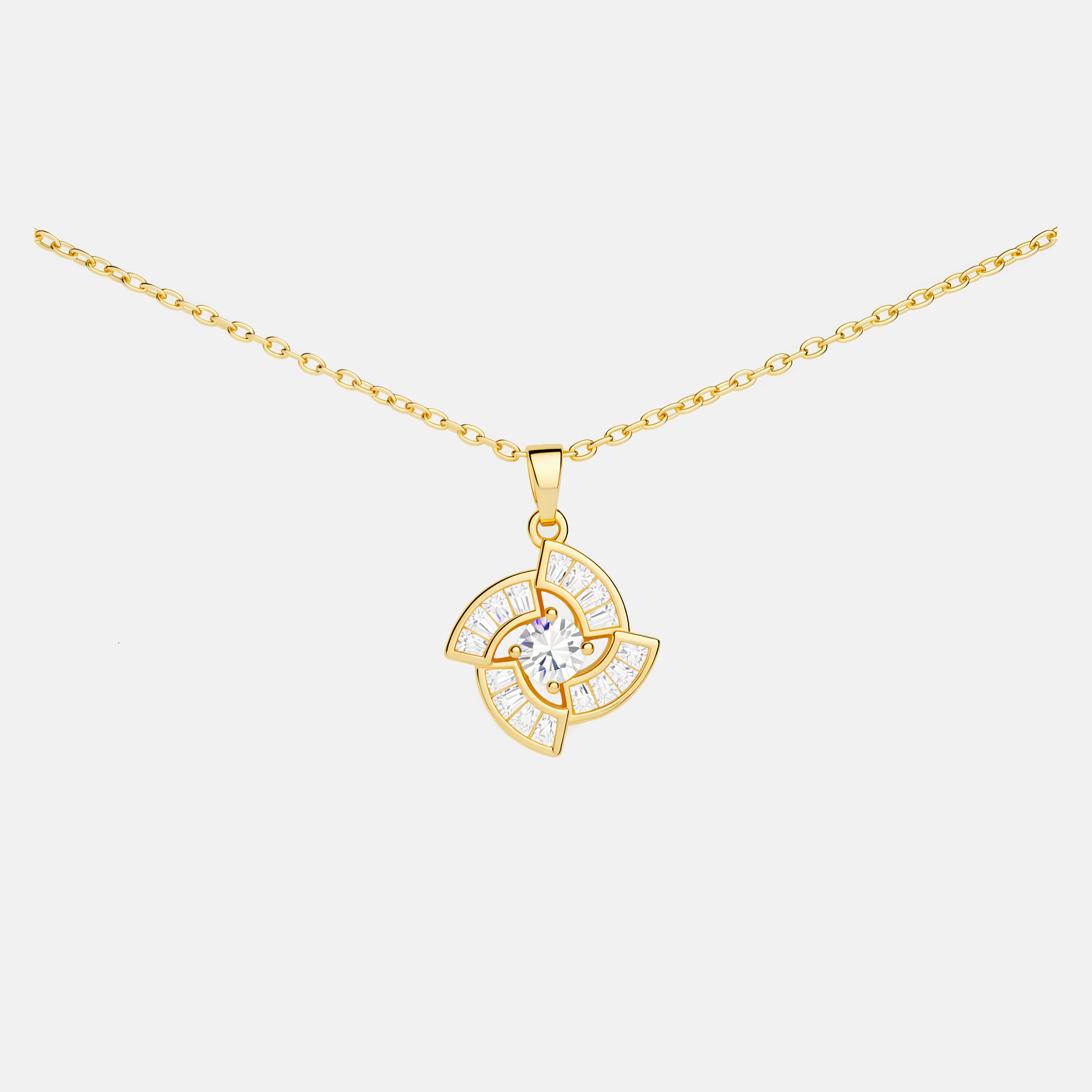 Korean and Japanese style ins light luxury high-end fashion temperament 16K gold-plated small windmill necklace with zircon pendant for women
