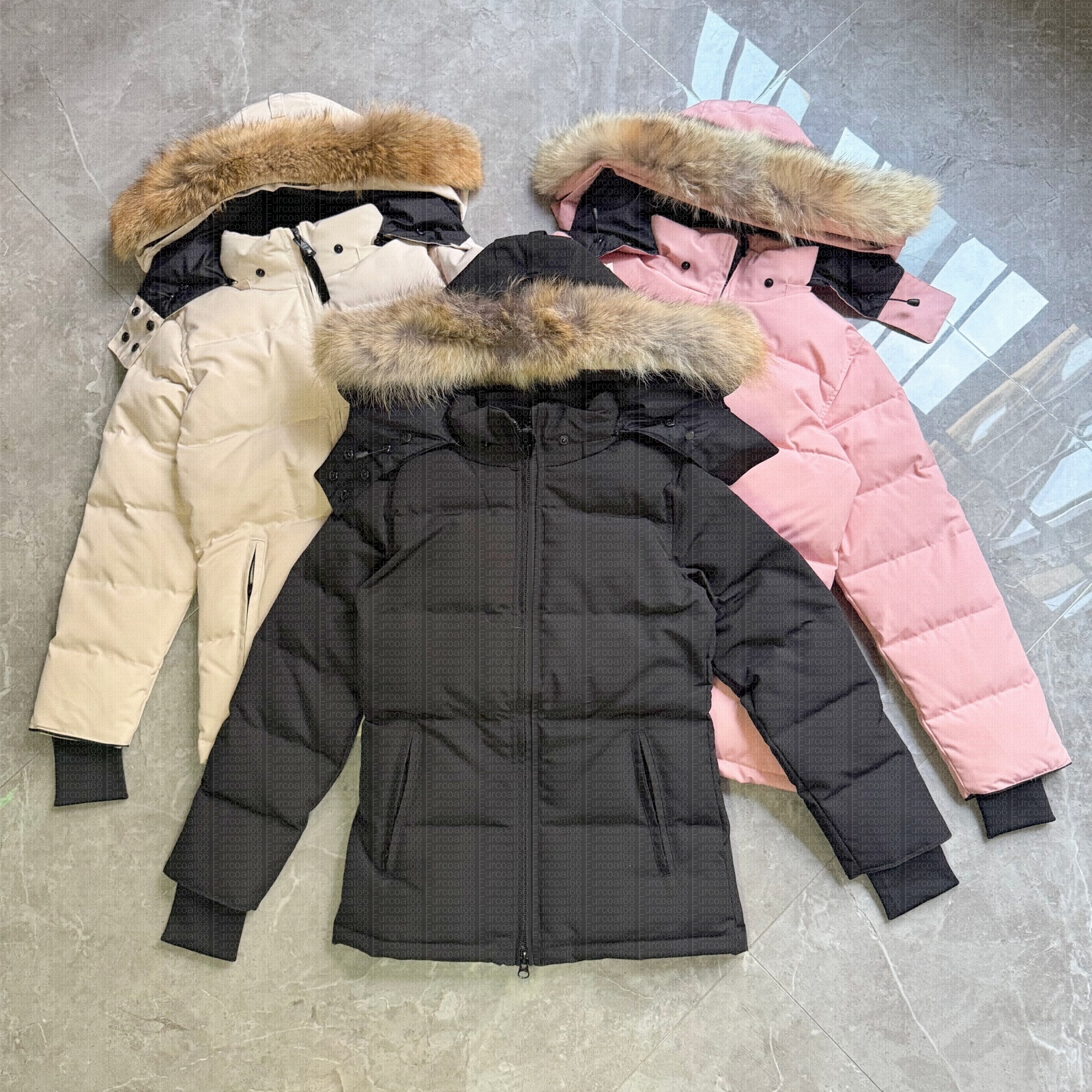 Womens Down Jacket Designer Puffer Jackets Winter Parka Coat Real Wolf Fur Outdoor Wyndham Windbreaker Outerwear and waist rope Removable Hooded jac