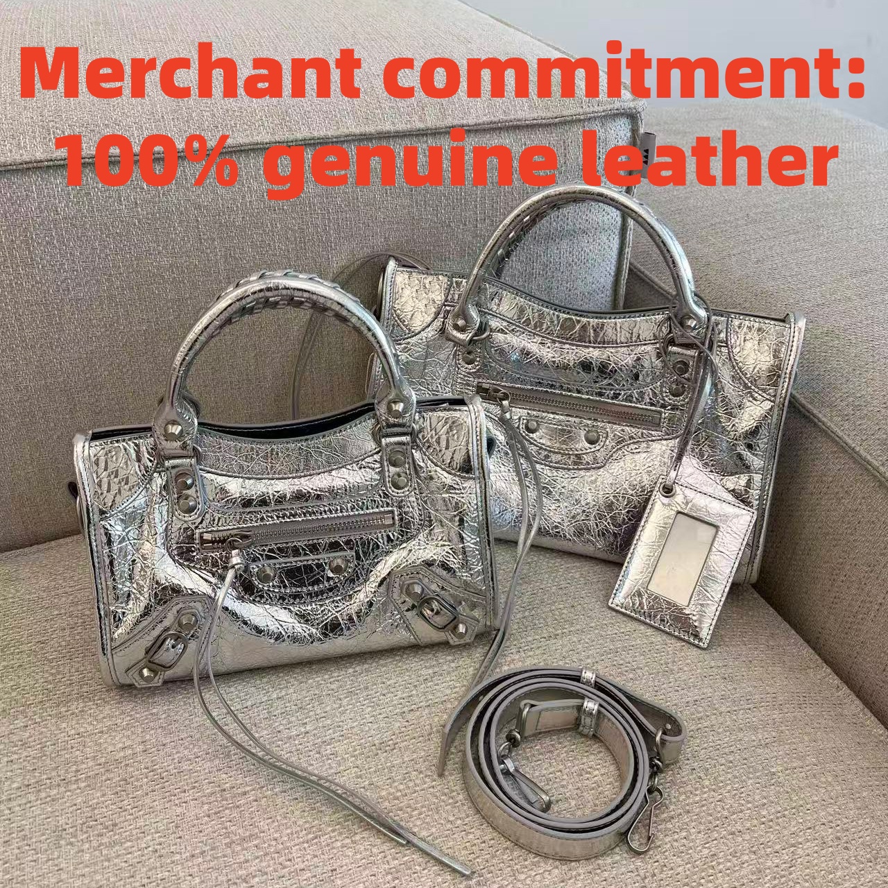 Suede designer bag Luxury LE CITY Handbag large capacity tote bag Womens handbags cowhide Shoulder Bag genuine leather Rivet Motorcycle bag fashion