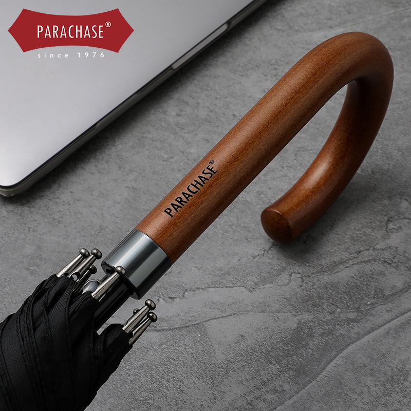 Wooden Handle Long Umbrella Big Golf Strong Windproof Black s Double Layer Men Business Rain 8K Male Paraguas 210626