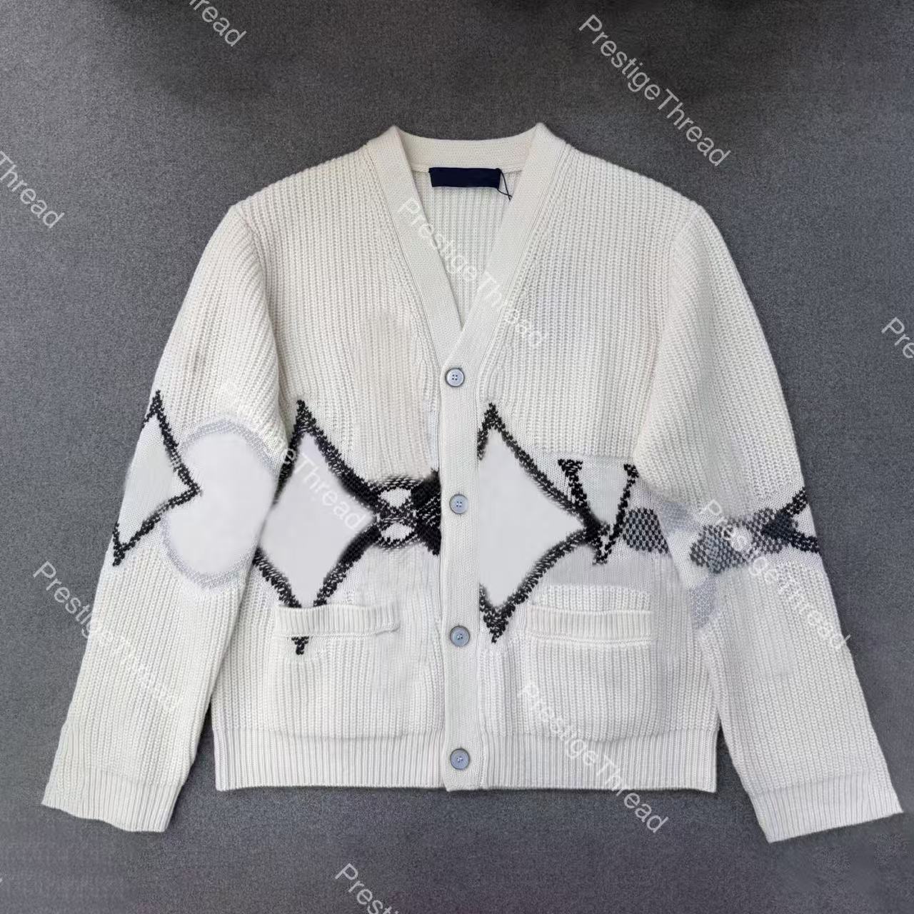 High-Quality Designer Men's Sweaters - Men's Ski Series Pattern Button-Up V-Neck Knit Cardigan