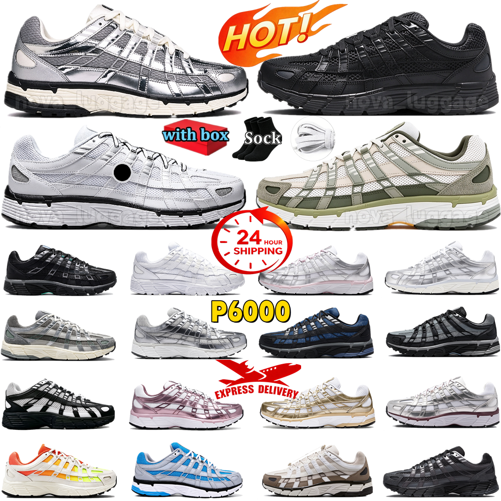 Chaussures de course de créateurs P6000 respirant hommes femmes baskets métallisé argent plat étain triple noir blanc loup gris toute la journée