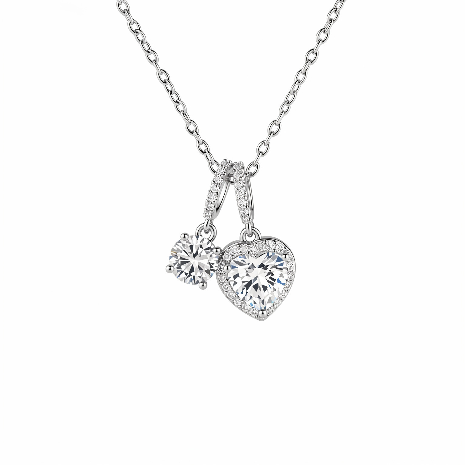 Unique design exquisite heart-shaped zircon necklace, summer fashion elegant collarbone chain, versatile pendant accessory