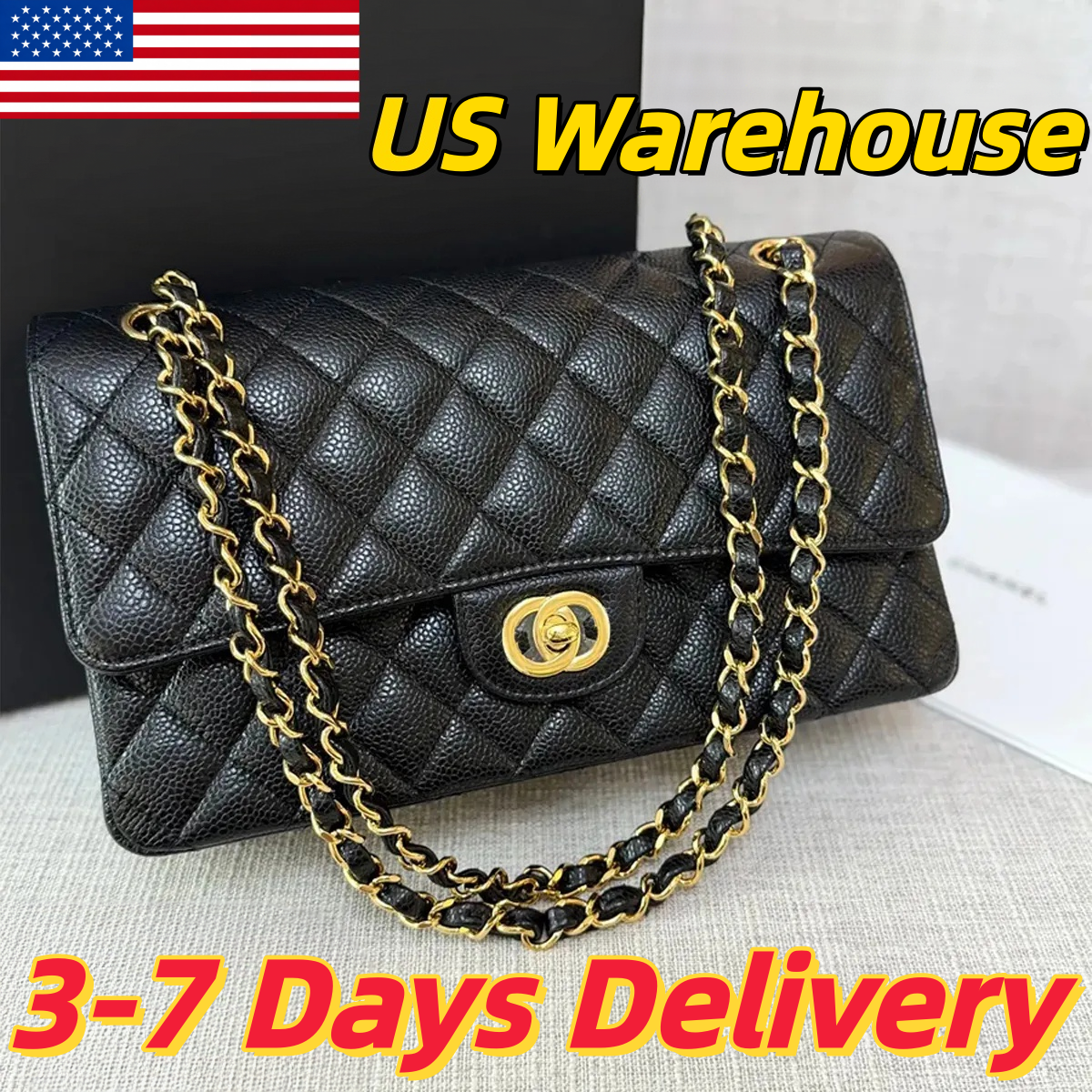 Designer bags Shoulder Bag Luxury Classics Caviar High Quality Plaid Buckle Flap Handbag Silver Gold Chain Leather Metal Letter Gold Silver Color
