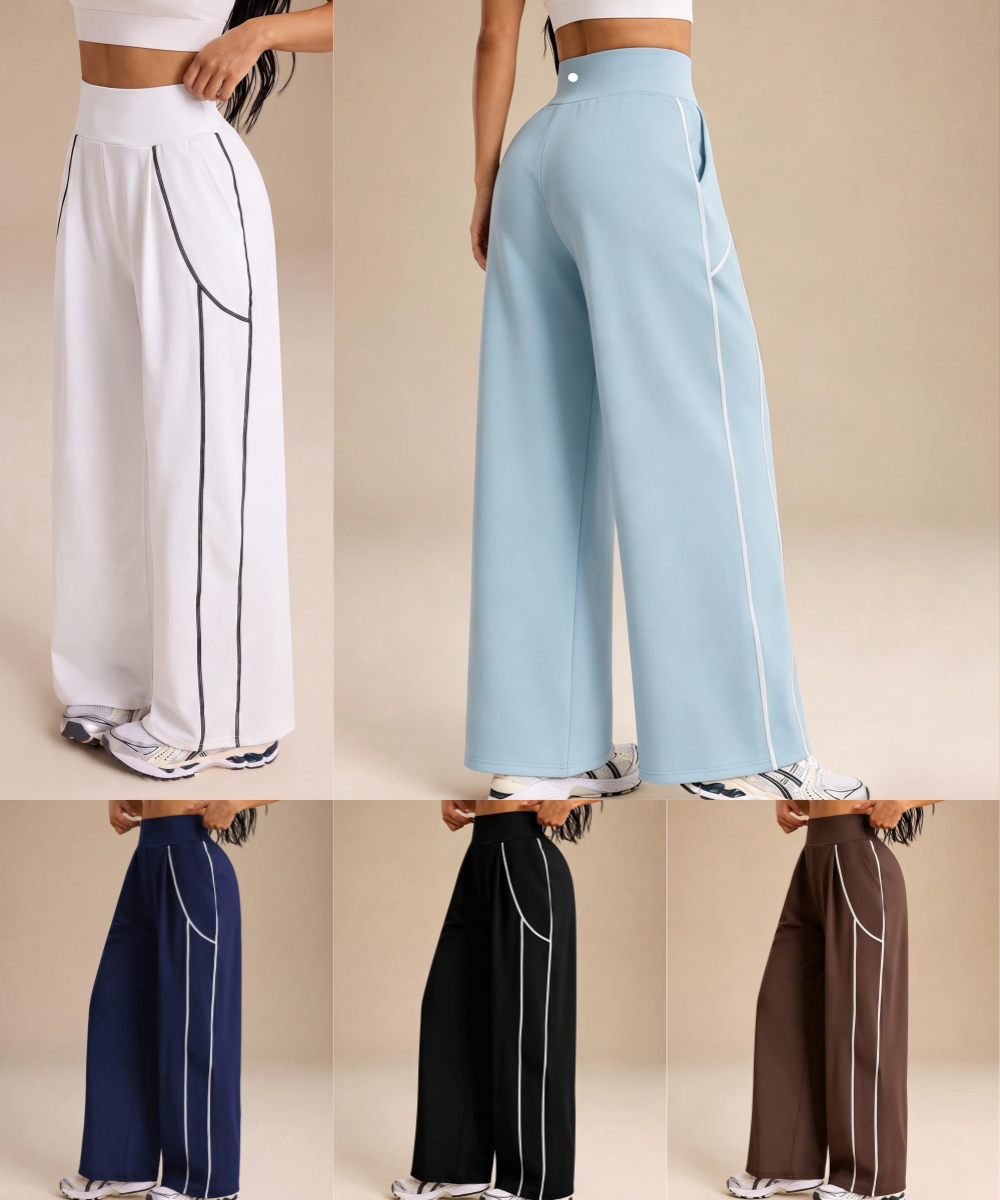 L6676 Women's Pants Fall Winter Yoga Pants High-Waisted With Pockets Stretchy Fitness Casual Sports & Running Pants Loose Fit