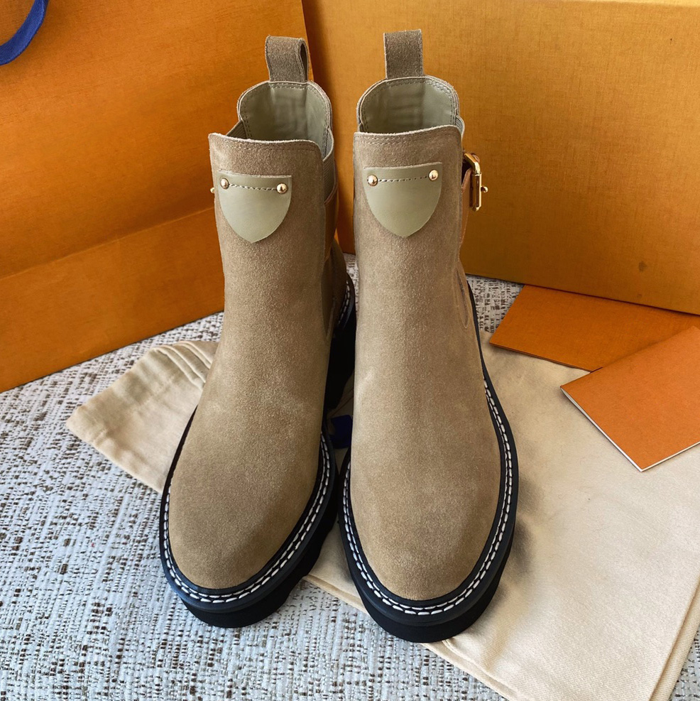 Ankle Boot Designer Luxury Womens Nude Suede Leather Zipper Chelsea Booties Round Toe Casual Outdoor Footwear Comfort Modern Stylish Trendy Black Br