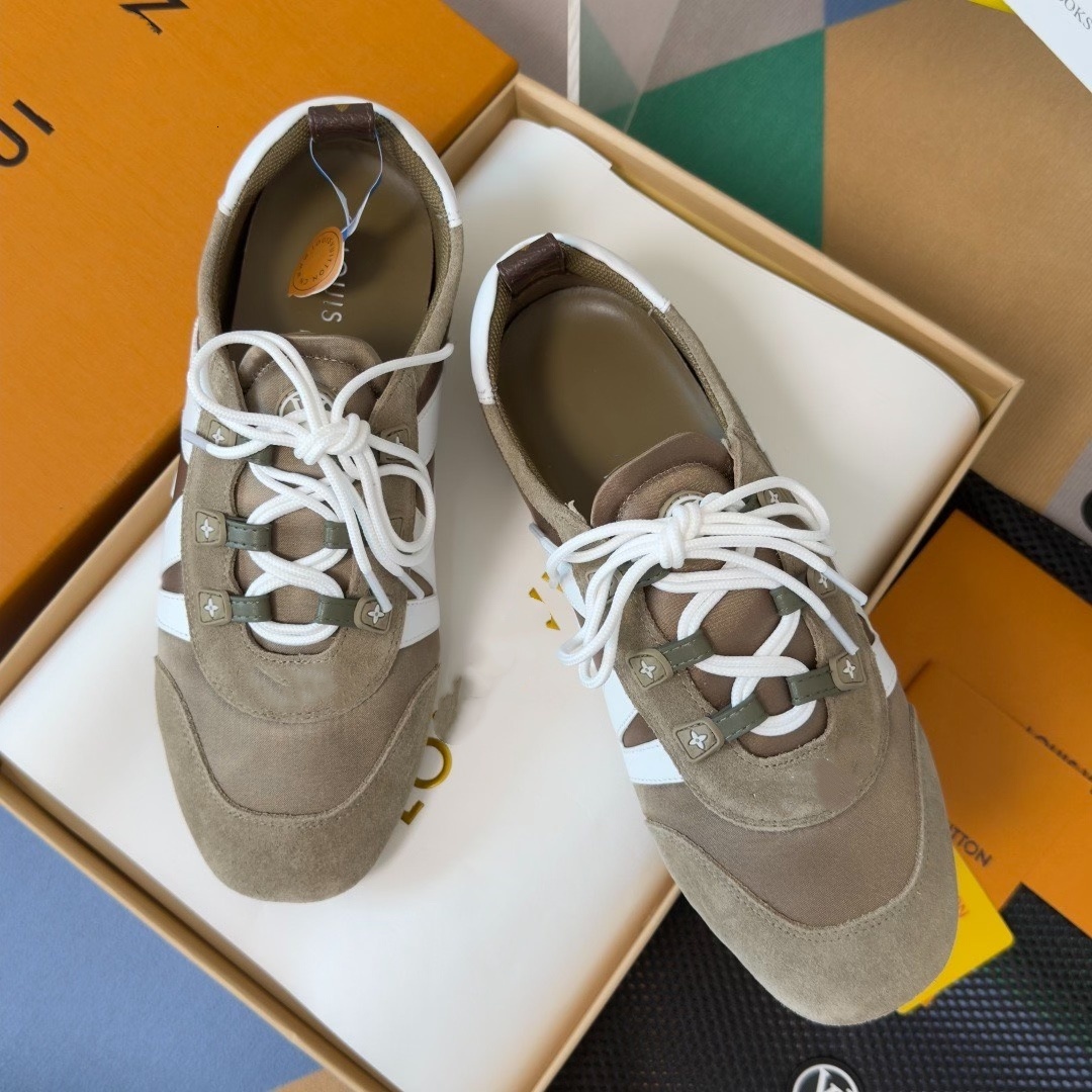 Vintage Sneaker Designer Luxury Green Brown Suede Leather Lace Up Casual Low Top Shoe Sport Fashion Outdoor Footwear Comfort Modern Stylish Trendy B