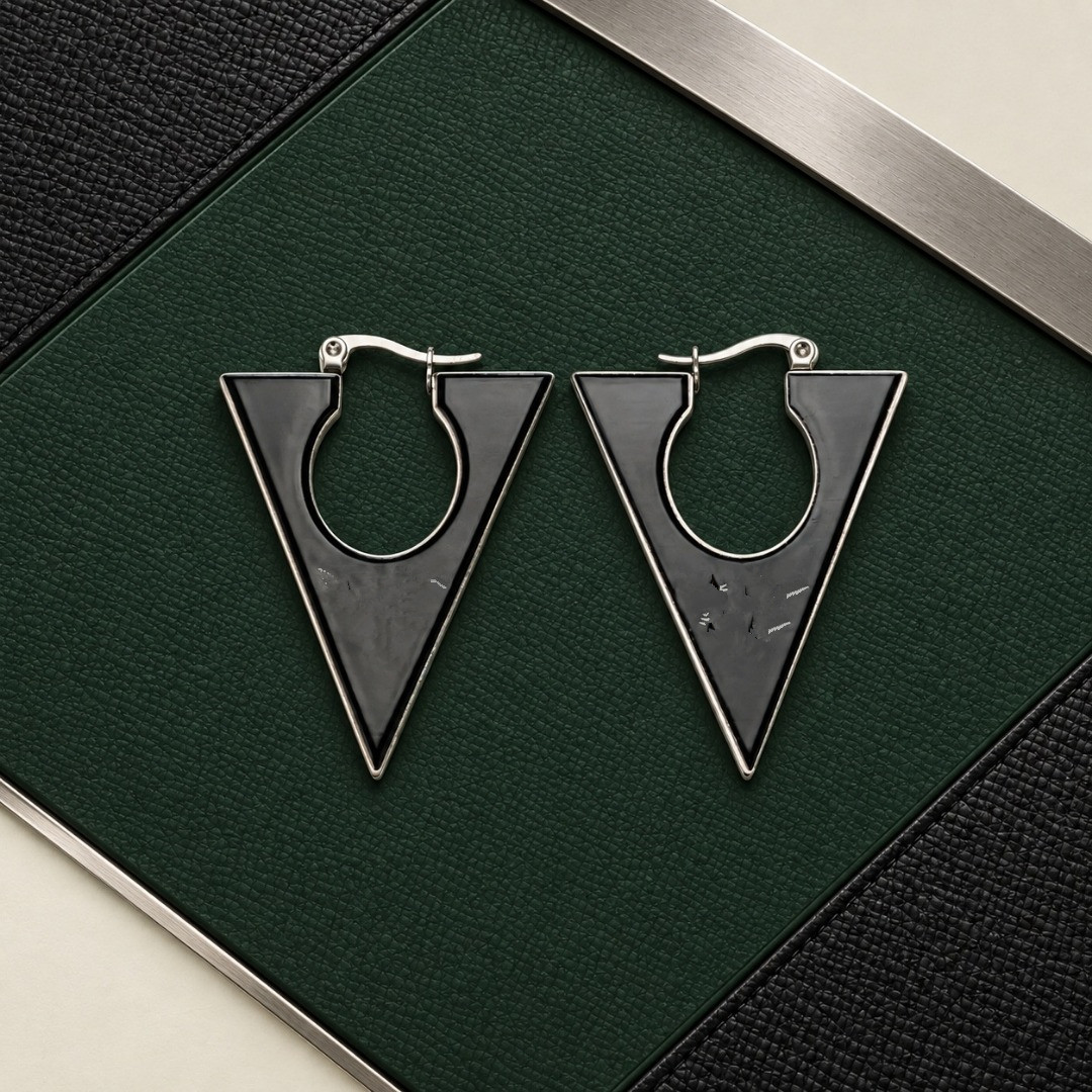Fashion Women Men Silver Gold Bim Stainless Steel Triangle Pink Blue Black Oil Heart Letter Span Drop Stud Earrings Jewelry
