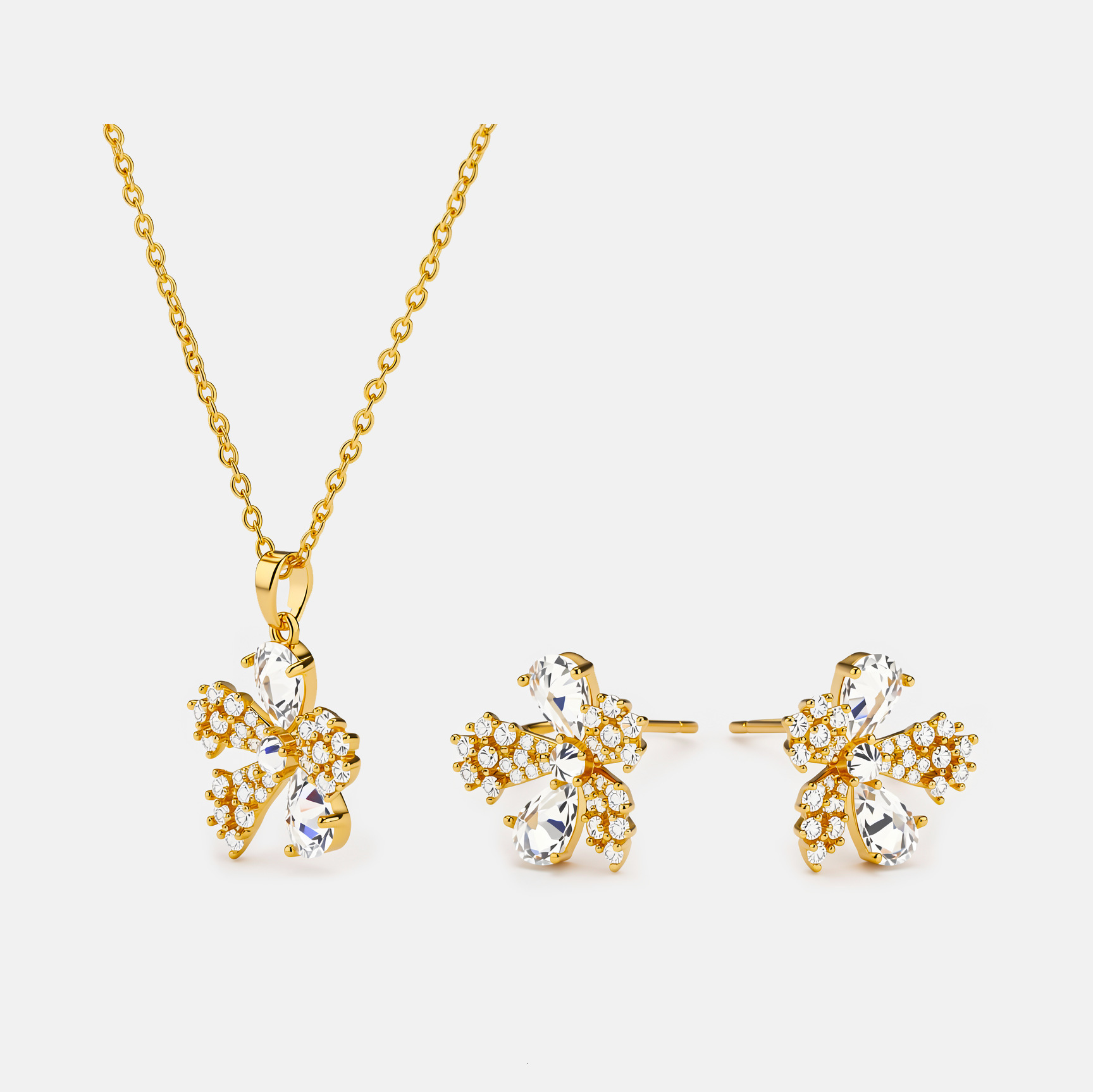 Jewelry set, plum blossom design, niche vintage light luxury, simple yet elegant, high-end necklace, exquisite and versatile necklace