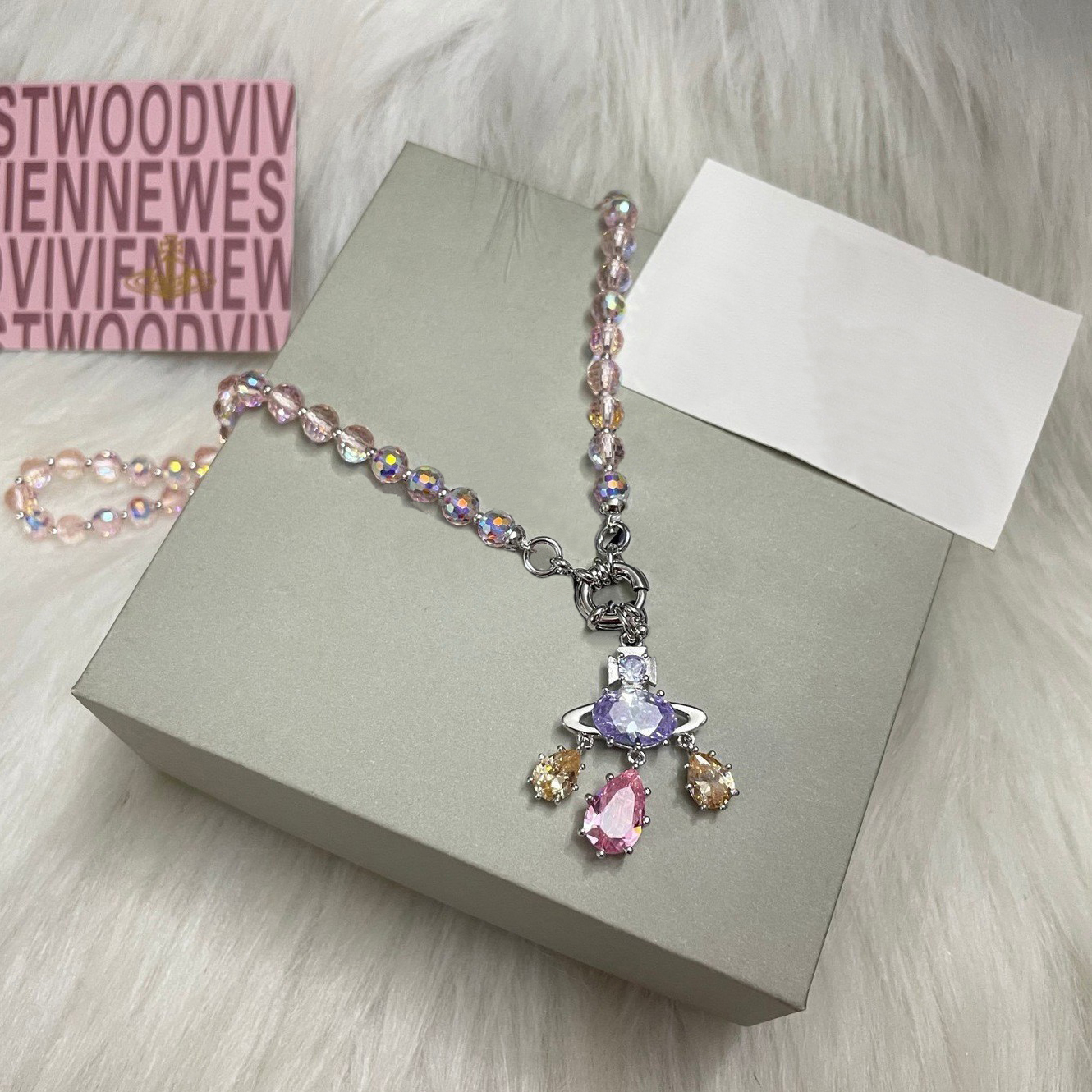 Exquisite Designer Colored Zircon Planet Pendant Necklace Earrings High End Luxury Gift Suitable For Women s Daily Multifunctional Jewelry Matching