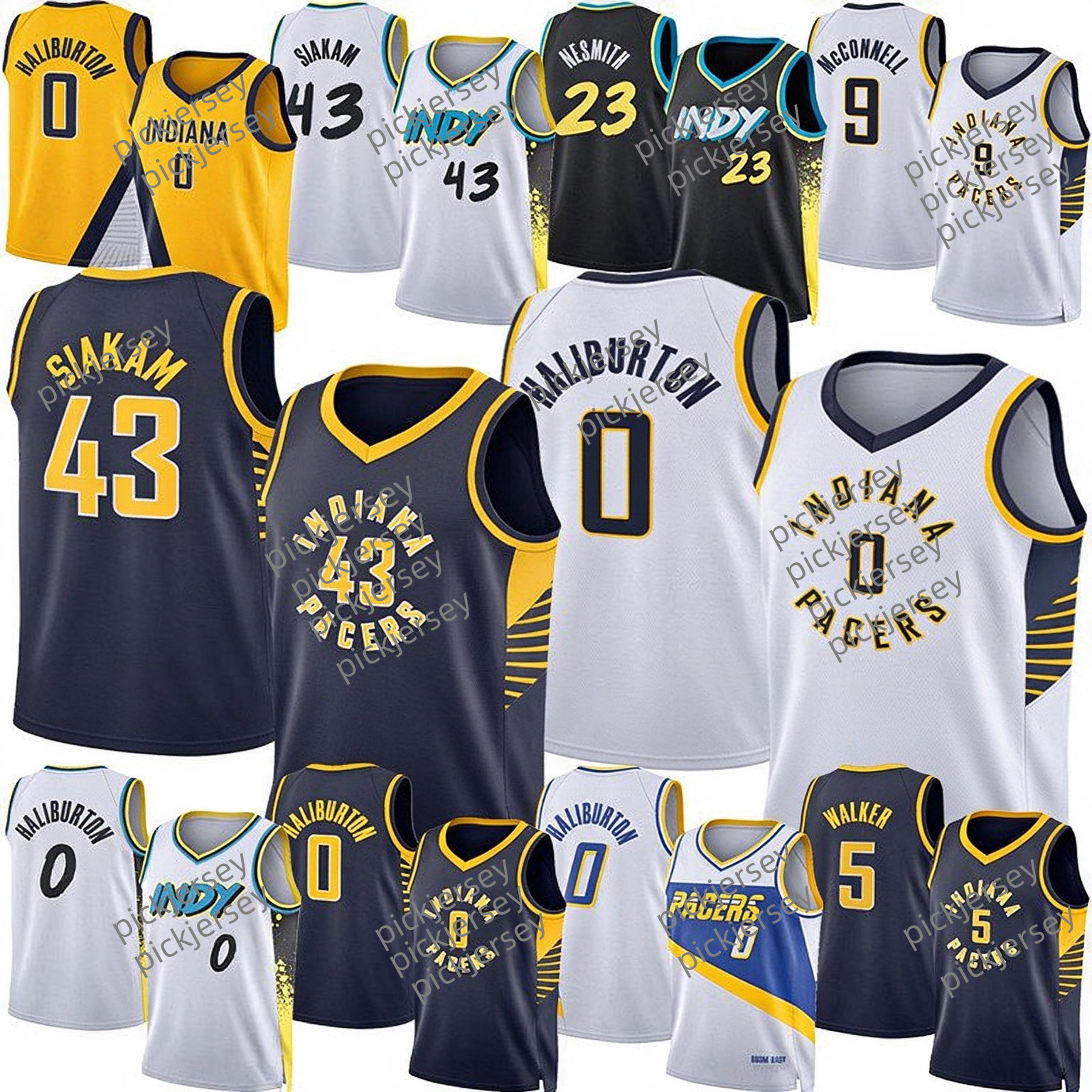 Maillot Pacerss Maillot de basket-ball Indiana Tyrese Haliburton Pascal Siakam Andrew Nembhard Ivica Zubac Aaron Nesmith Jarace Walker Obi Toppin