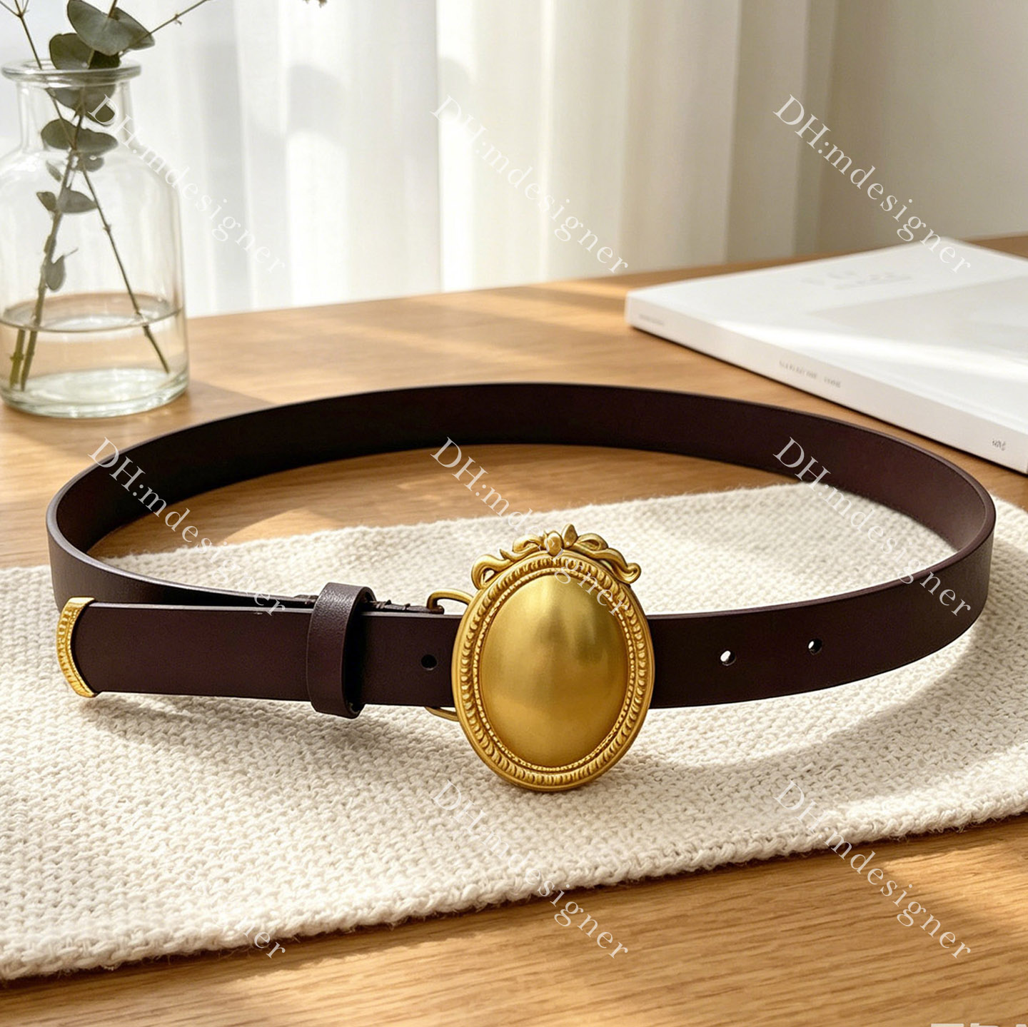 12A Designer 2026 Elegant Women Leather Waist Belt 2.5cm width Retro Oval Buckle Slim Fashion Belt for Dresses Pants Skirts Daily Wear Adjustable 90