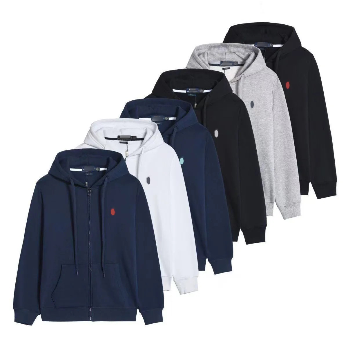 Sweats à capuche en polaire pour hommes Sweatshirts Vente chaude Automne Hiver Hommes Couleur unie Broderie Casual Zipper Manches longues Cardiga