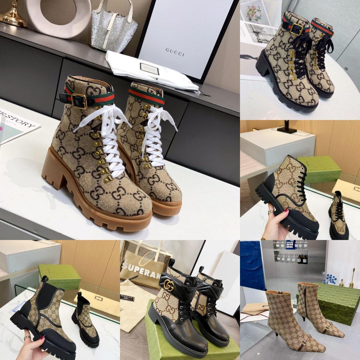 Designer Alaska Fur Boots Combat Strike Tractor Stomper High Bootie Winter Snow Rain Fall Fluffy Calfskin Low Thick Rubber Sole Women Men Classic Pl