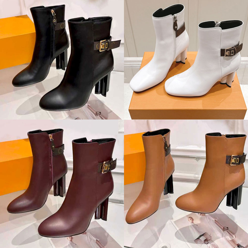Silhouette Ankle Boot Womens Designer Boots 1AIEG1 Smooth Calf Leather Luxury Fashion Boots Discreet Signature Brand Autumn Winter Boots Leather Out