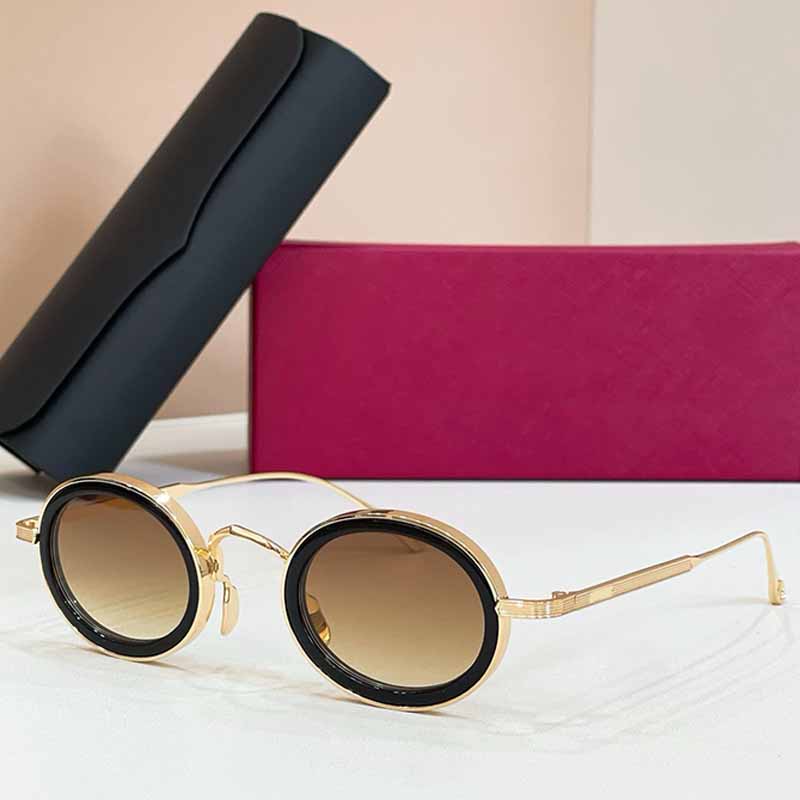 Women Retro Luxury Round Sunglasses CT0701S Men Golden Metal Frame Black Acetate Ring Brown Gradient Lens UV400 Shades For Party Street Vacation Plu