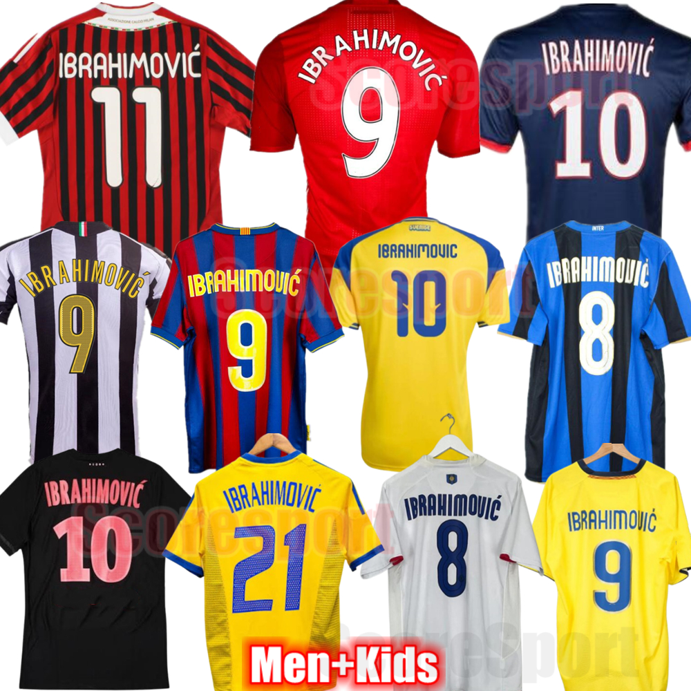 Ibrahimovic Retro Soccer Jerseys Vintage Football Shirts 21 22 23 Home Away Shirt 04 05 06 08 09 10 16 17 Classic Kid Top Kit à manches longues