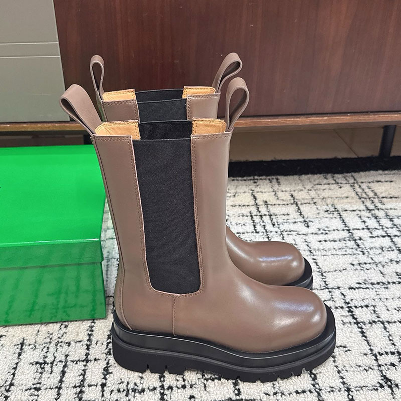 Designer Rob Boot Designer Leather Side Loops Knee Boots 867544 Couple Luxury Brand Leather Boot Classic Black Daily Commute Casual Boots Non Slip O