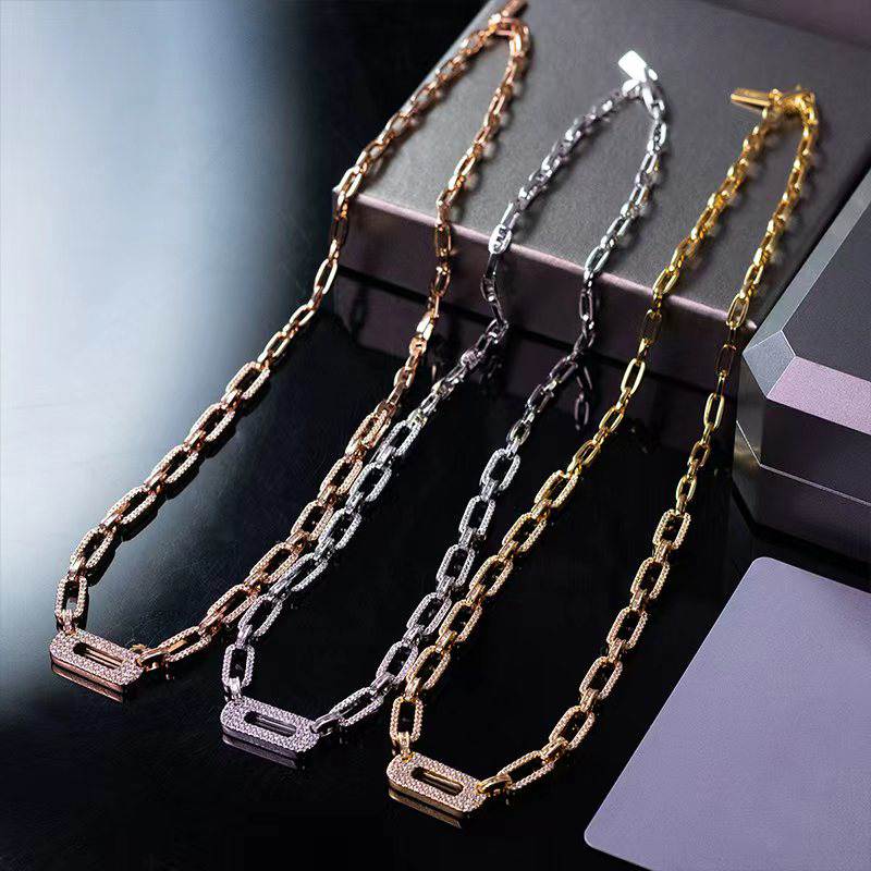 Bijoux de luxe, collier grossier en diamants, or 18 carats, étanche, haute qualité, collier de styliste pour Couple