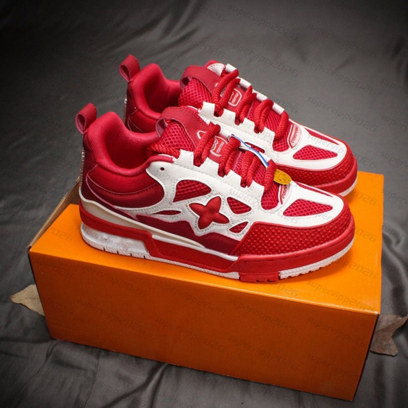 Top Fashion Low Skate Sneakers Casual Shoes Designer Calfskin Flower Virgil Skateboard Mens Original Women Scarpe Embossed Dhgate Platform Trainers